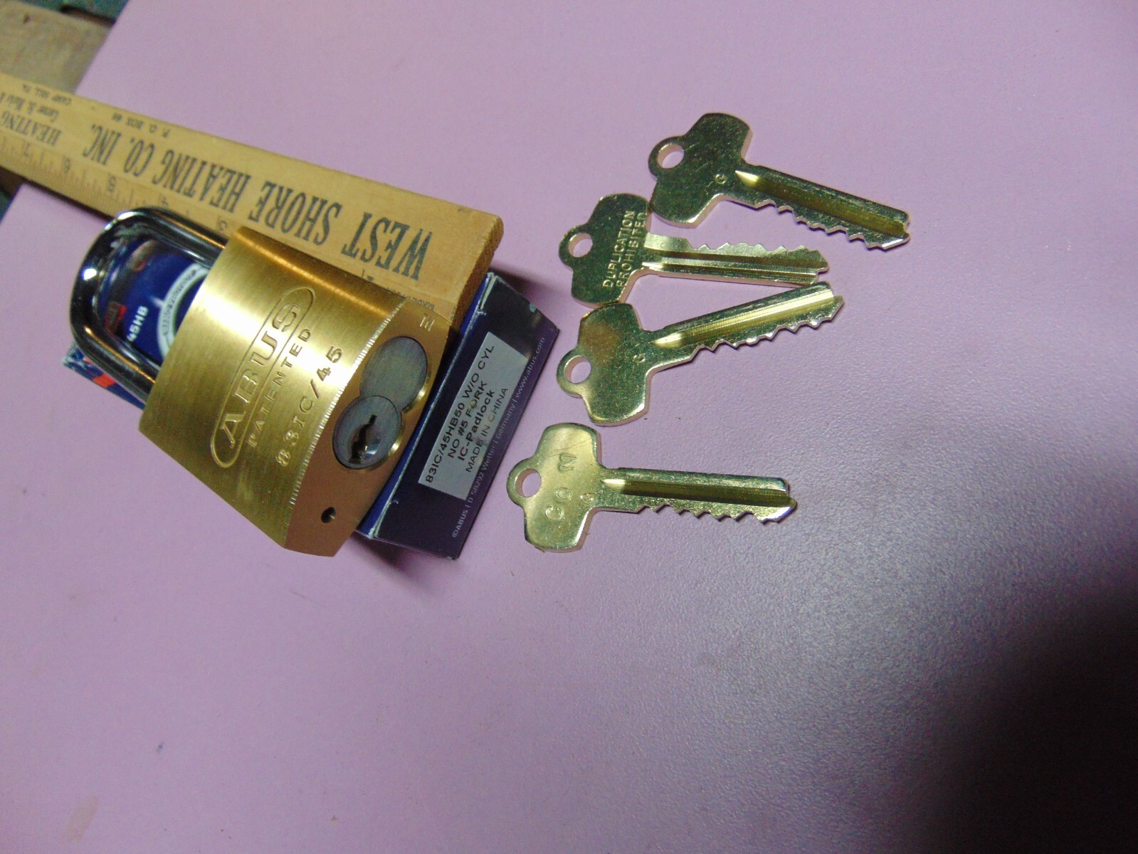 1 NEW ABUS IC BEST CYL. WITH G CORE AND 1 CORE AND 3 KEYS PADLOCK LOCKSMITH