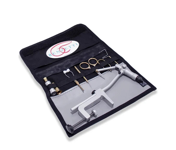 NEW RENZETTI APPRENTISE FLY TYING VISE KIT WITH C-CLAMP BASE, TOOLS, TRAVEL BAG