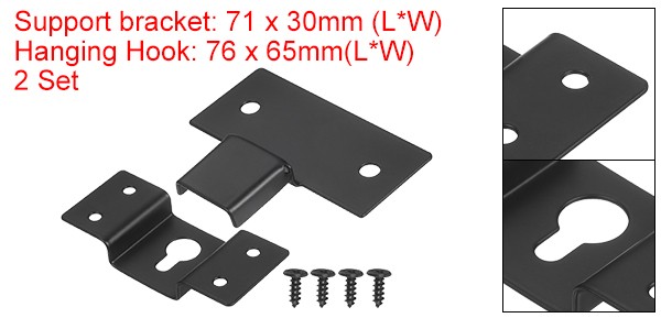 2Pcs, Wall-Mounted Speaker Hanging Brackets with Screws Hook Kit 2.8x1.18In