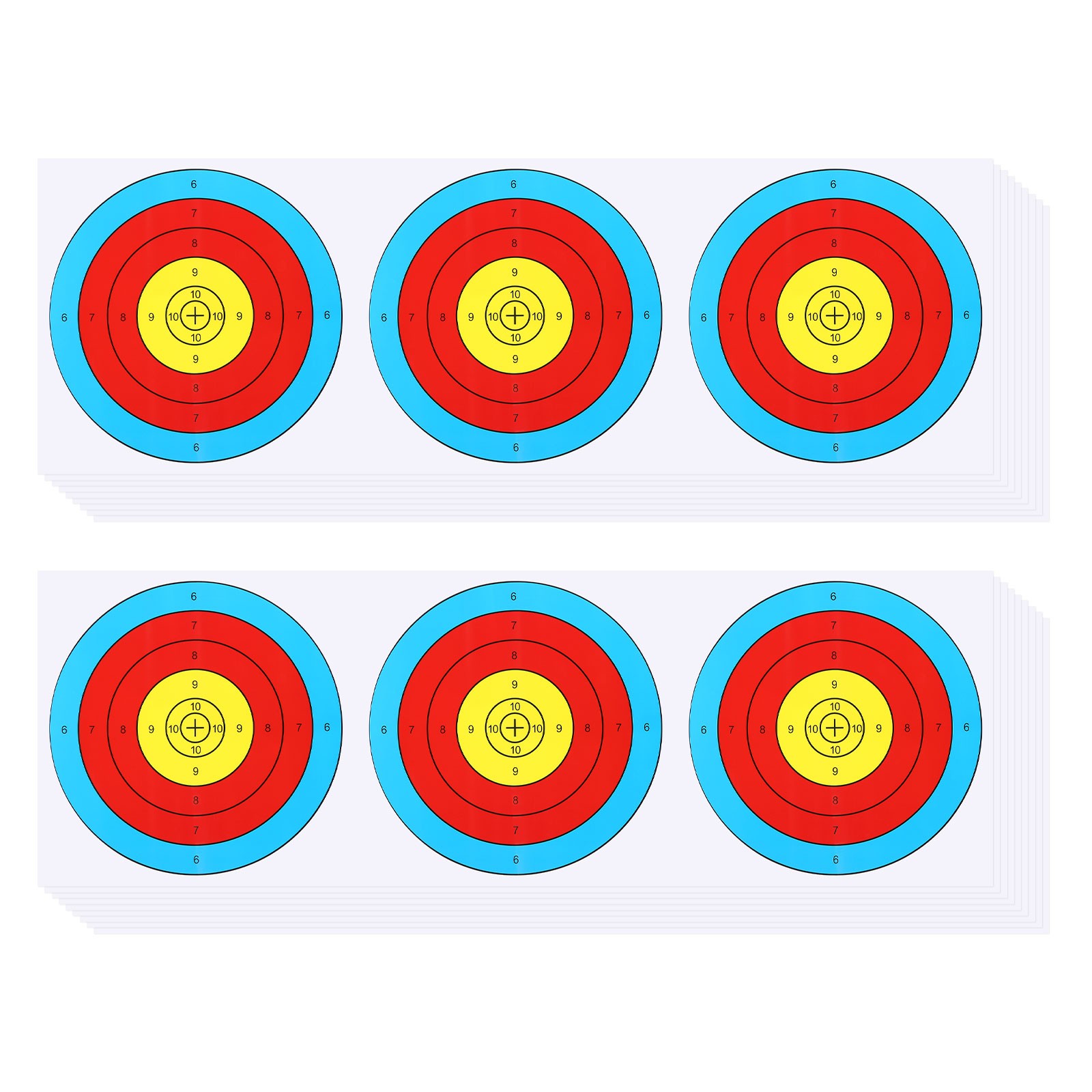 Archery Target Paper 7 Inch, 30 Pack 3 Spot Bow Arrow Target Face