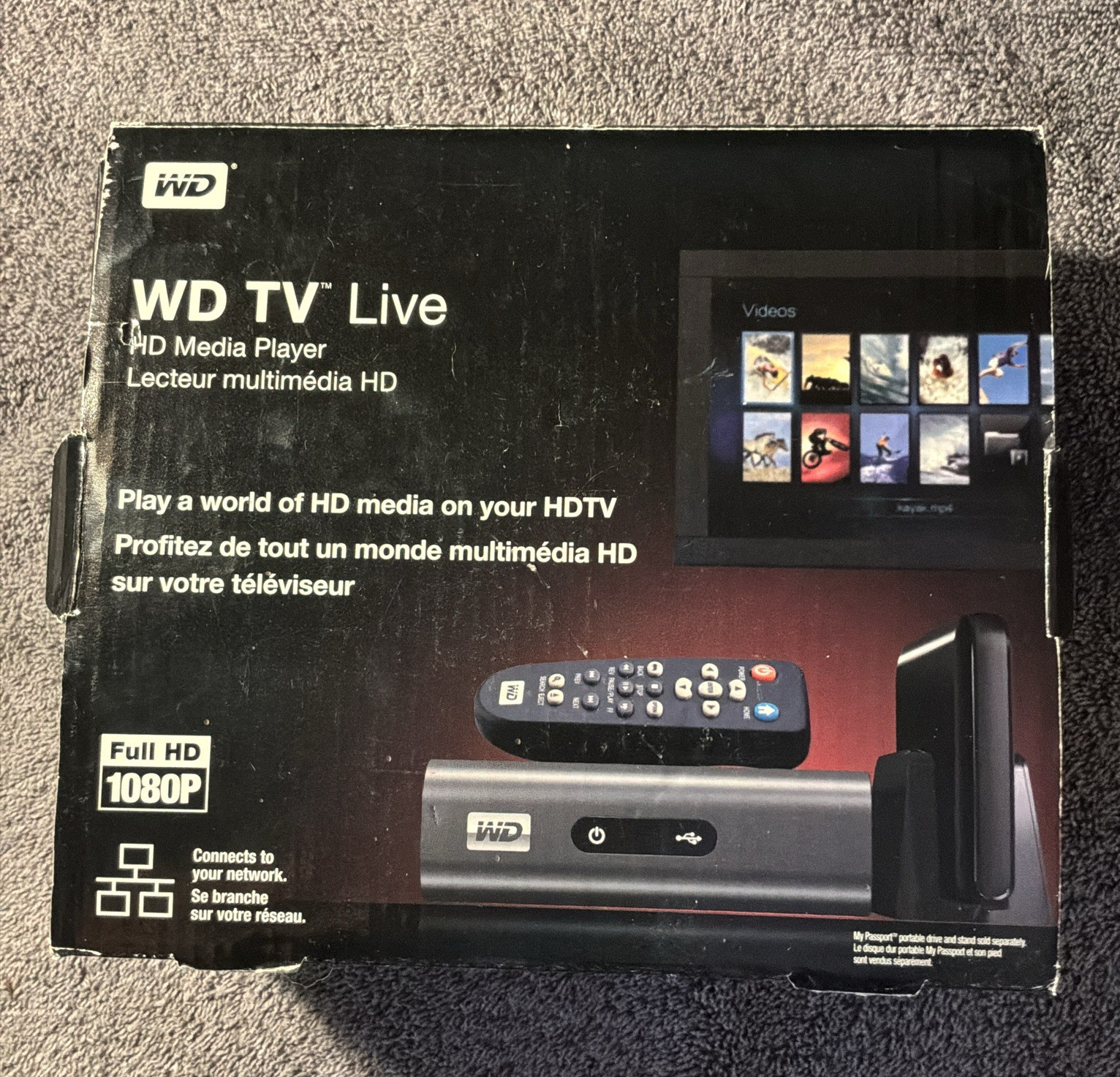 WD WD TV Live 1080p HD Media Player Black Boxed w/ Remote, Adapter, AV Cables