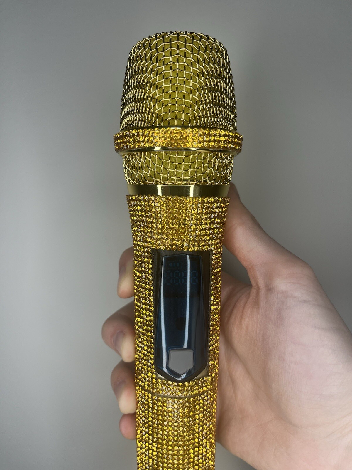 Gold Rhinestone Wireless Karaoke Microphone + Receiver System - Rechargeable