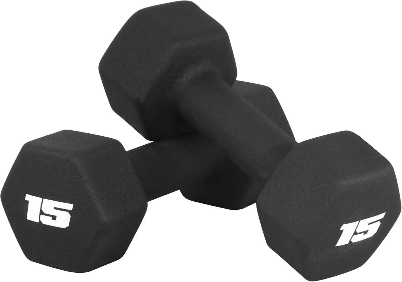 Dumbbell Pair Neoprene Coated 15 lb Sets Black Exercise Weights for Strength