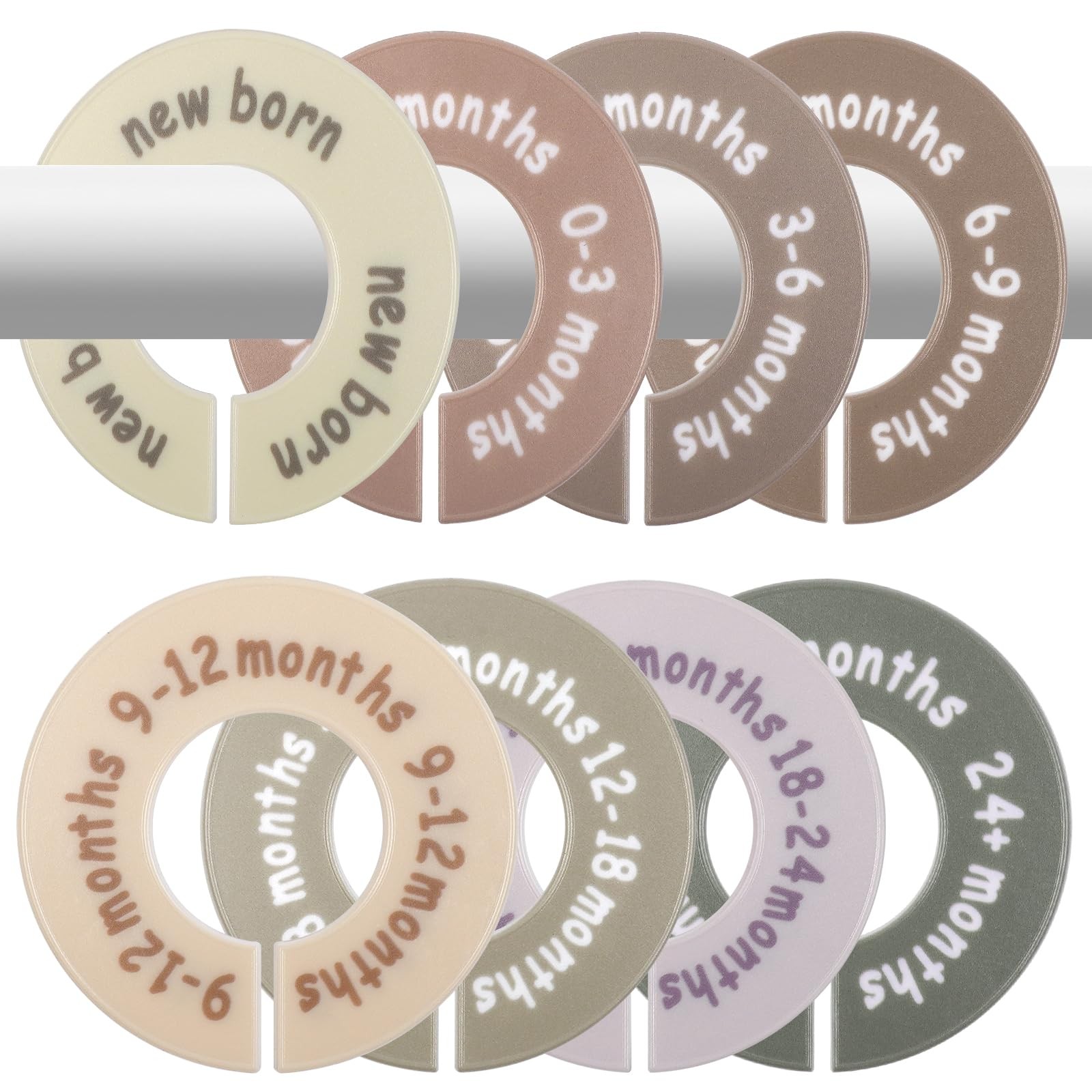 8 Pcs Baby Closet Dividers for Clothes, Round Baby Clothes Organizer, Baby Cl...