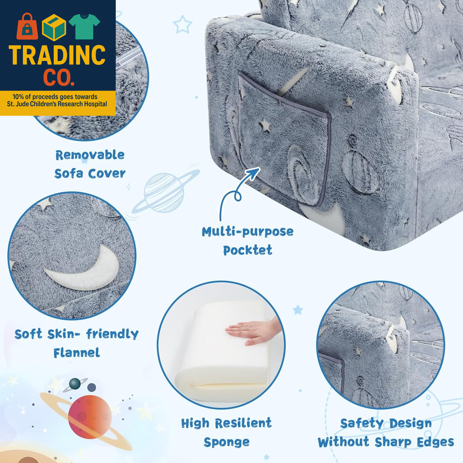 Toddler Chair Comfy,2-In-1 Soft Toddler Couch Fold Out for Kids,Convertible Sofa