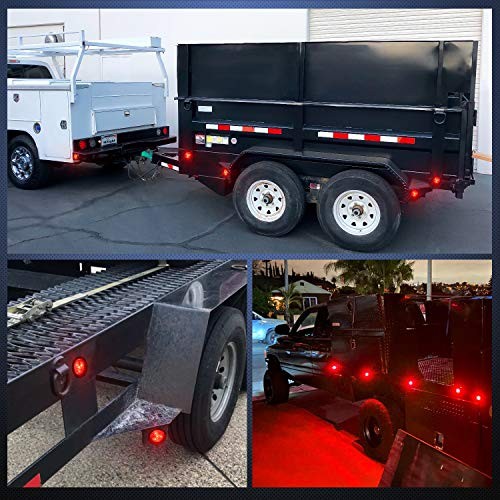 5PCS Red Round Trailer LED Marker Clearance Light 4 LED Flush Red 5Pcs 4LED