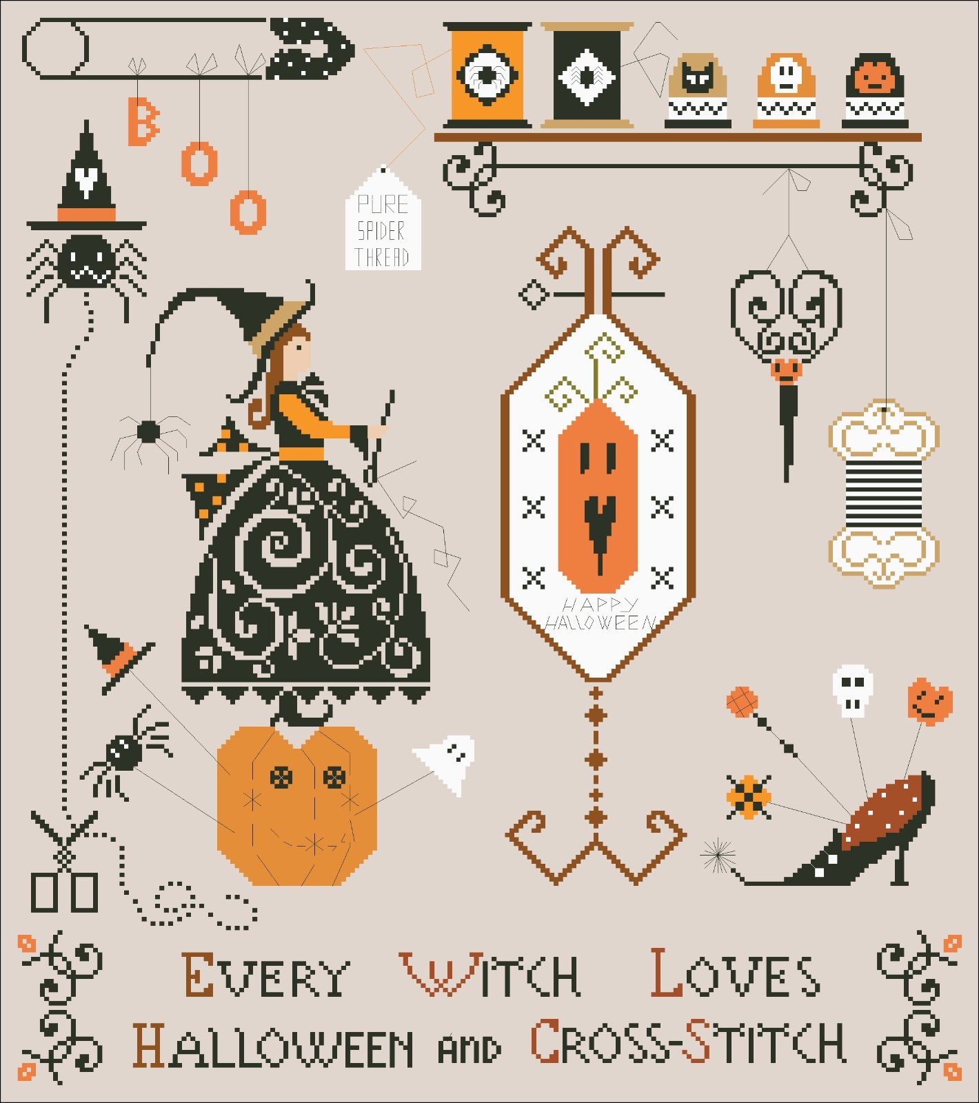 Cross Stitch Pattern Every Witch Loves Halloween and Cross Stitch