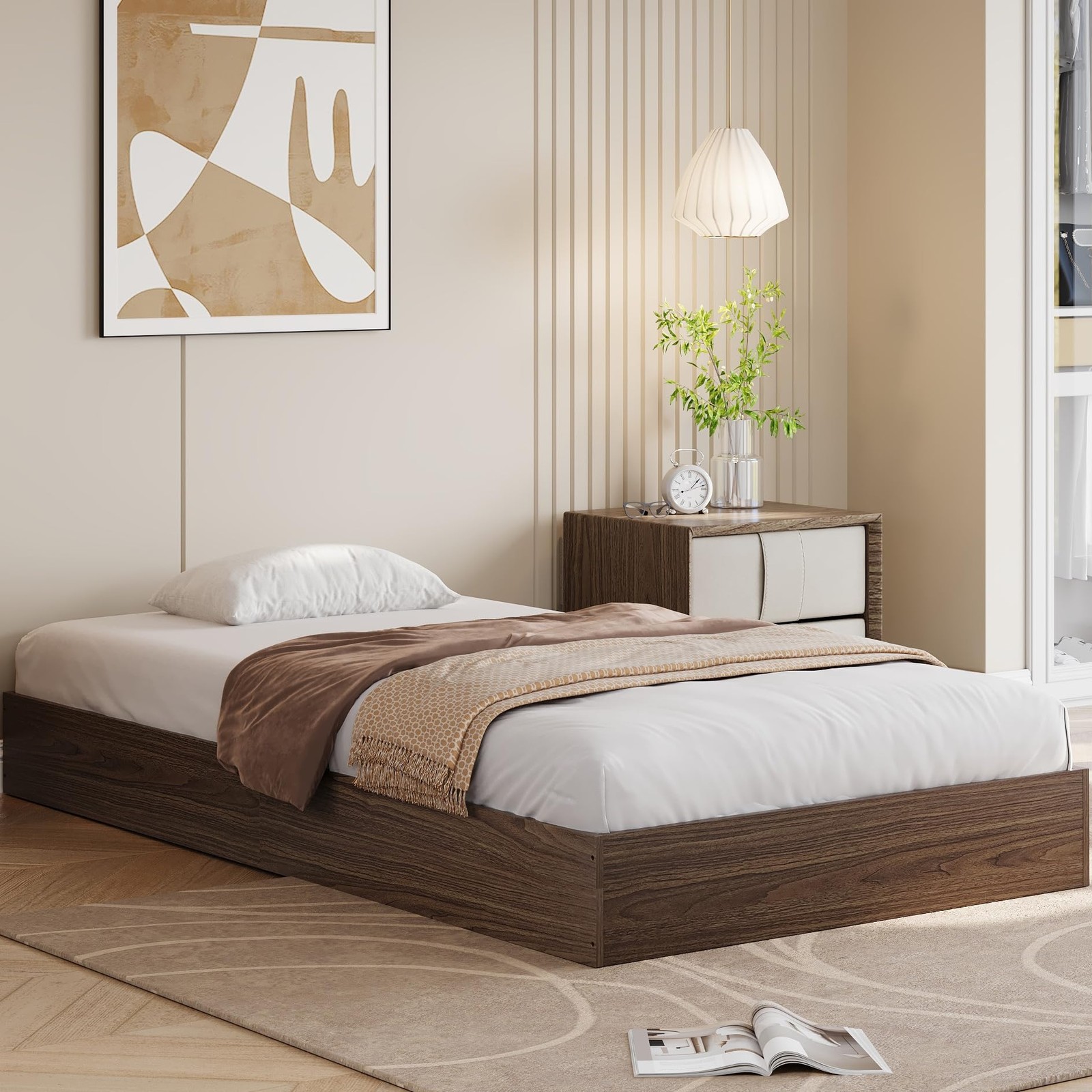 Multiple Sizes Modern Platform Bed Frame Wooden Bed Frame Without Headboard