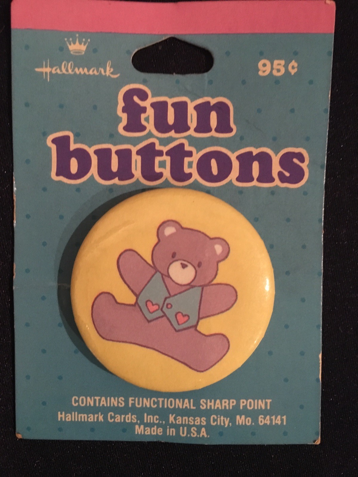 Hallmark  Easter Bear Fun Button Happy Pins Brooch Retro