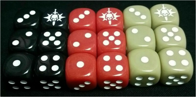 WARCRY DICE x 18 Red / Green / Black D6 - Age of Sigmar