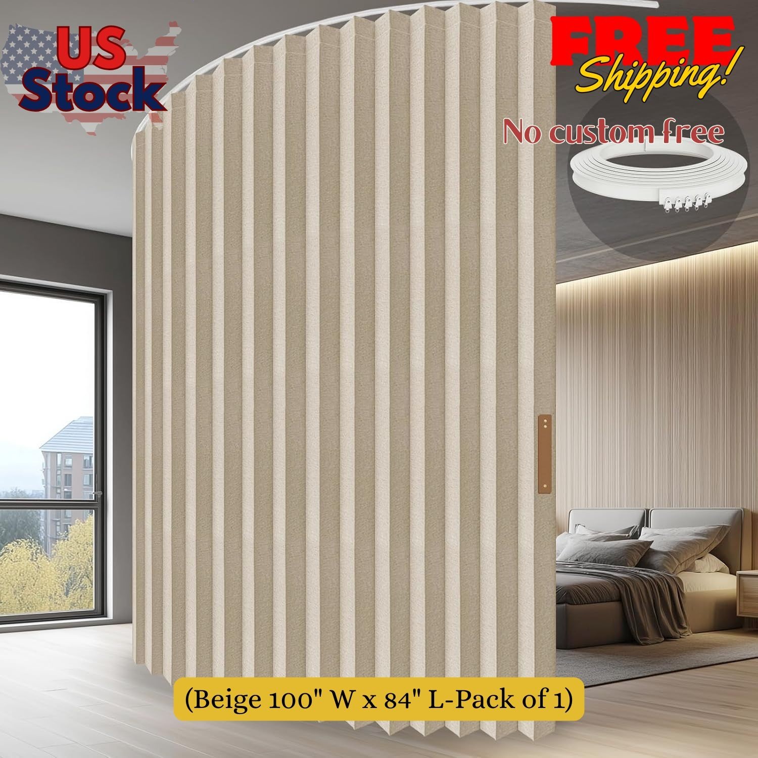 Accordion Folding Room Partition with Ceiling Track - Retractable