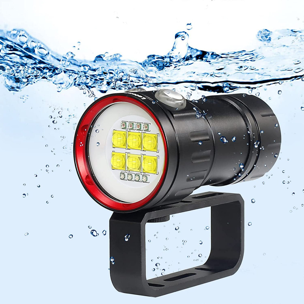 LetonPower Diving Flashlight 22800Lumens Super Bright Light White,red