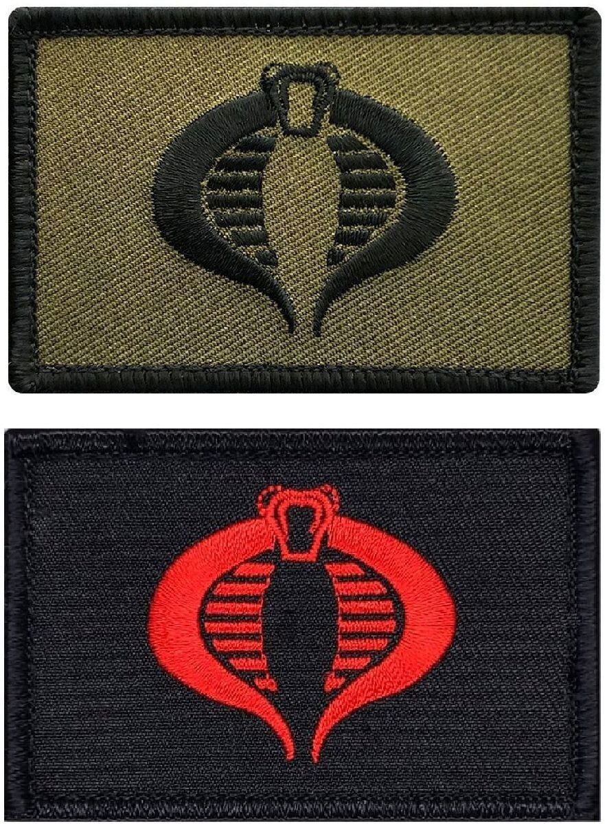 GI Joe Cobra Embroidered Morale Patch  - 2PC Bundle  -3.0 X 2.0 HOOK