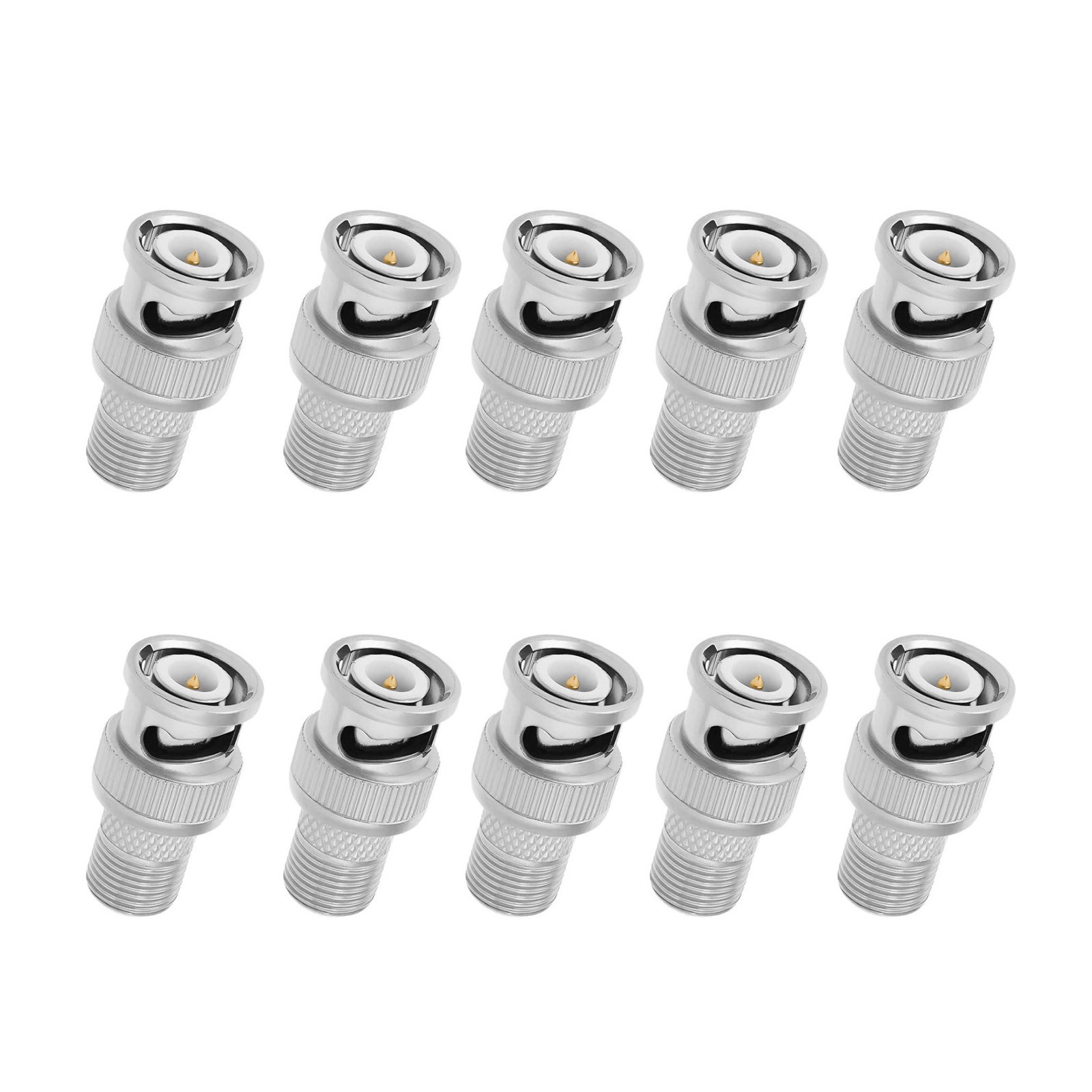 10PCS BNC Male to F Female Coaxial Adapter Replacement Part for CCTV Security