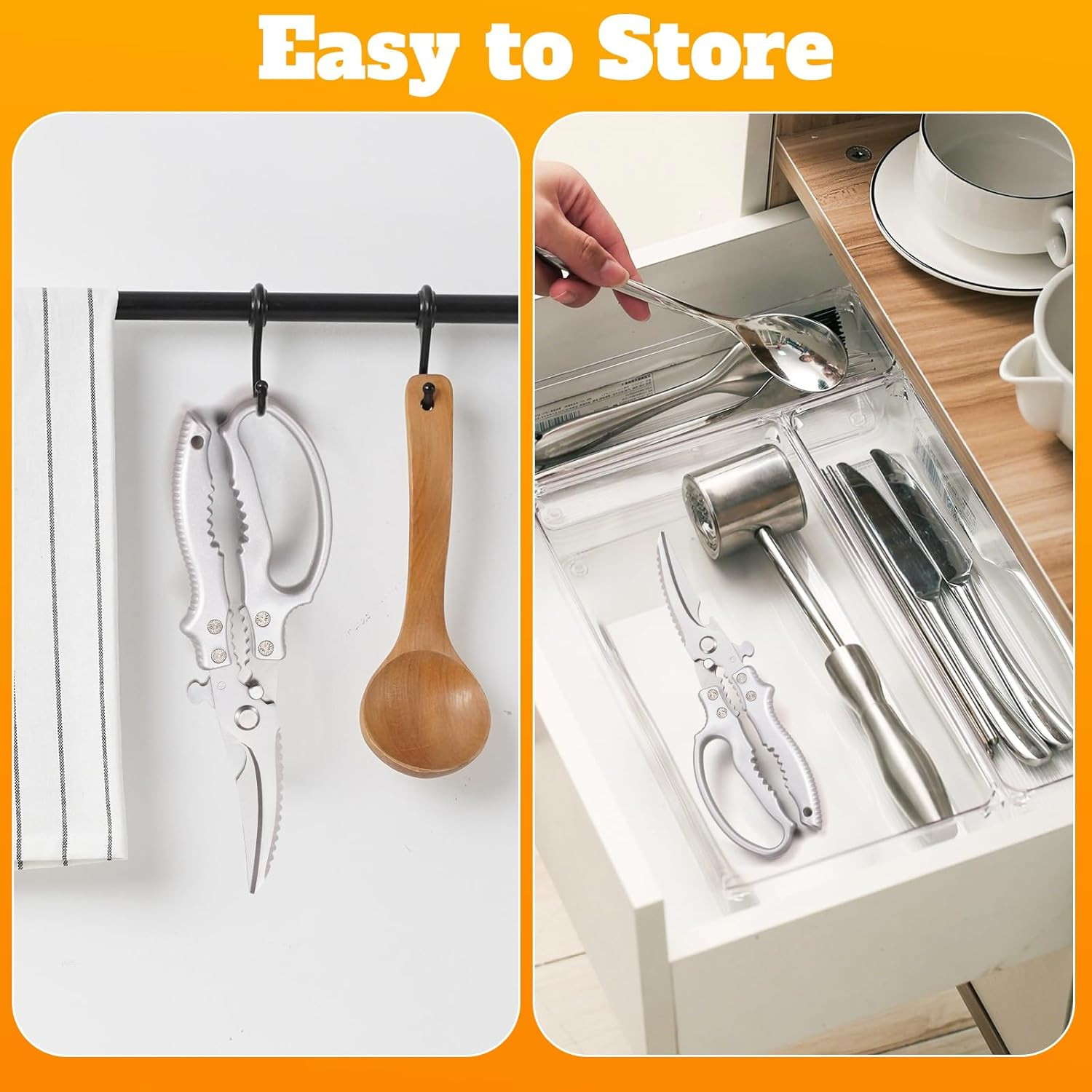 Professional Kitchen Shears, Heavy-Duty Razor Sharp Poultry & Meat Scissors