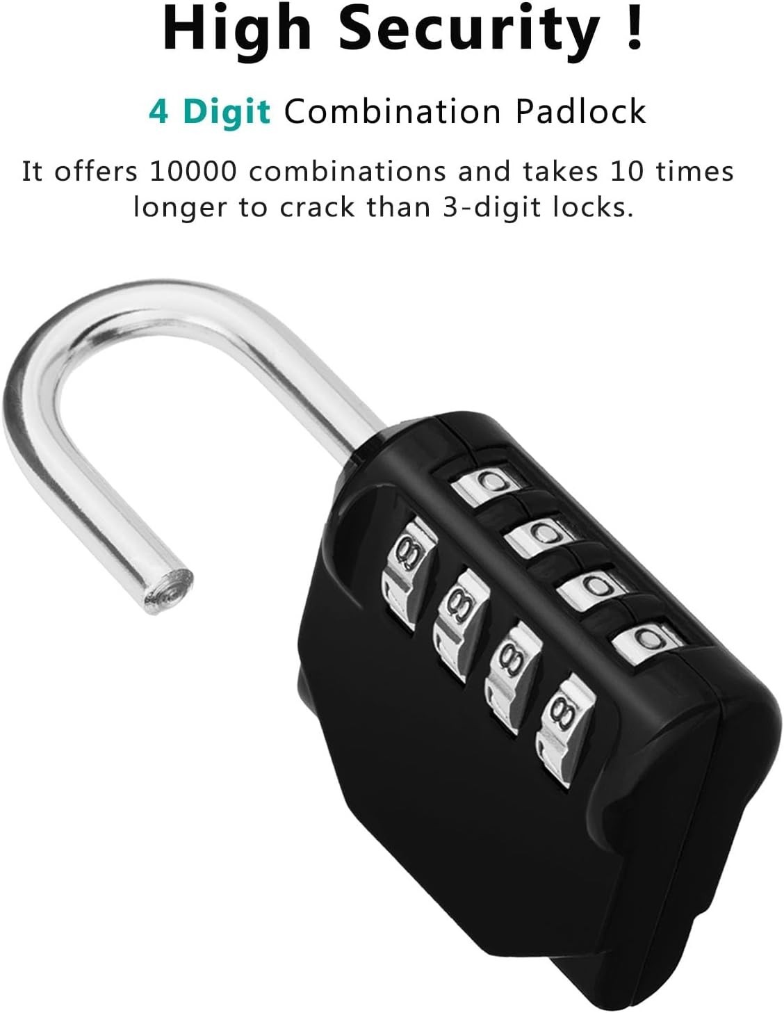 Sturdy Lock with 4-Digit Code - Weatherproof Black Padlock for Security Needs