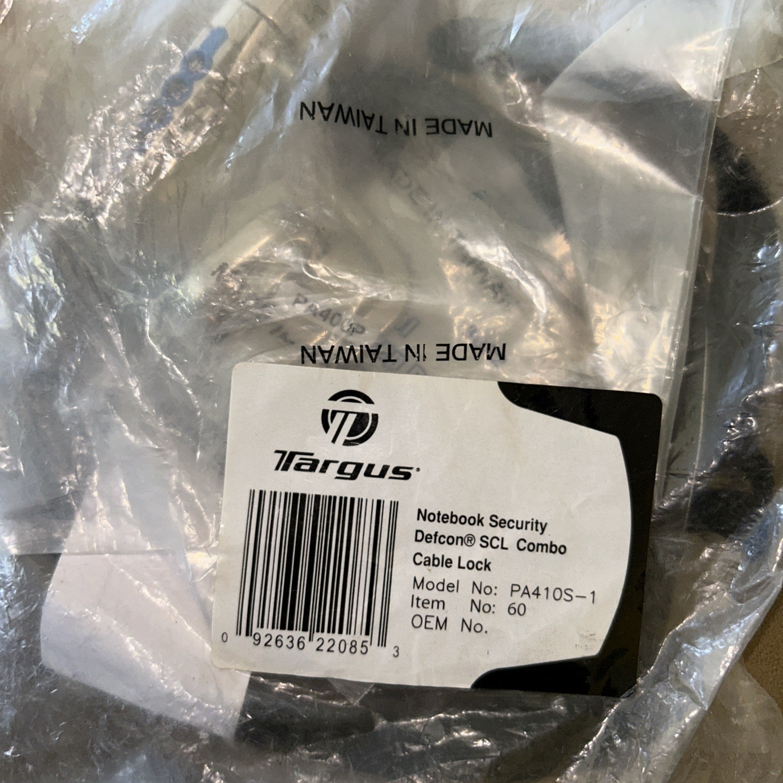 Targus PA410S-1 DEFCON® SCL (Serialized Cable Lock) Single Pack Lock *SEALED/NEW