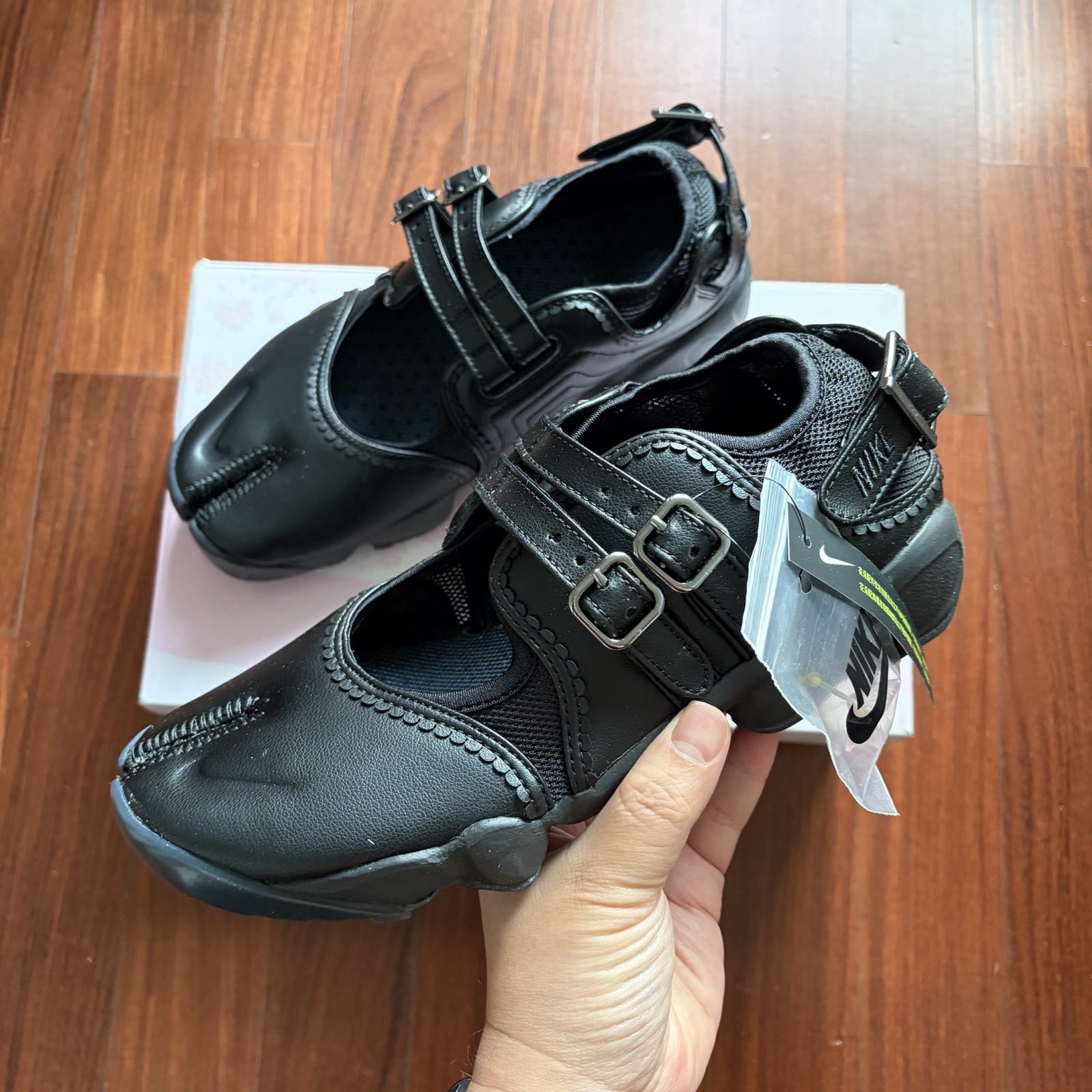 Nike Air Rift Triple Black Buckle Strap Womens Sneakers Mary Jane IB8881-001