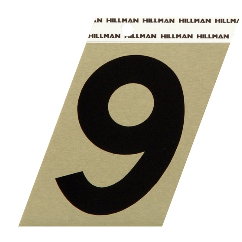 Hillman 3 in. Reflective Black Vinyl Self-Adhesive Number 9 (3-pack)
