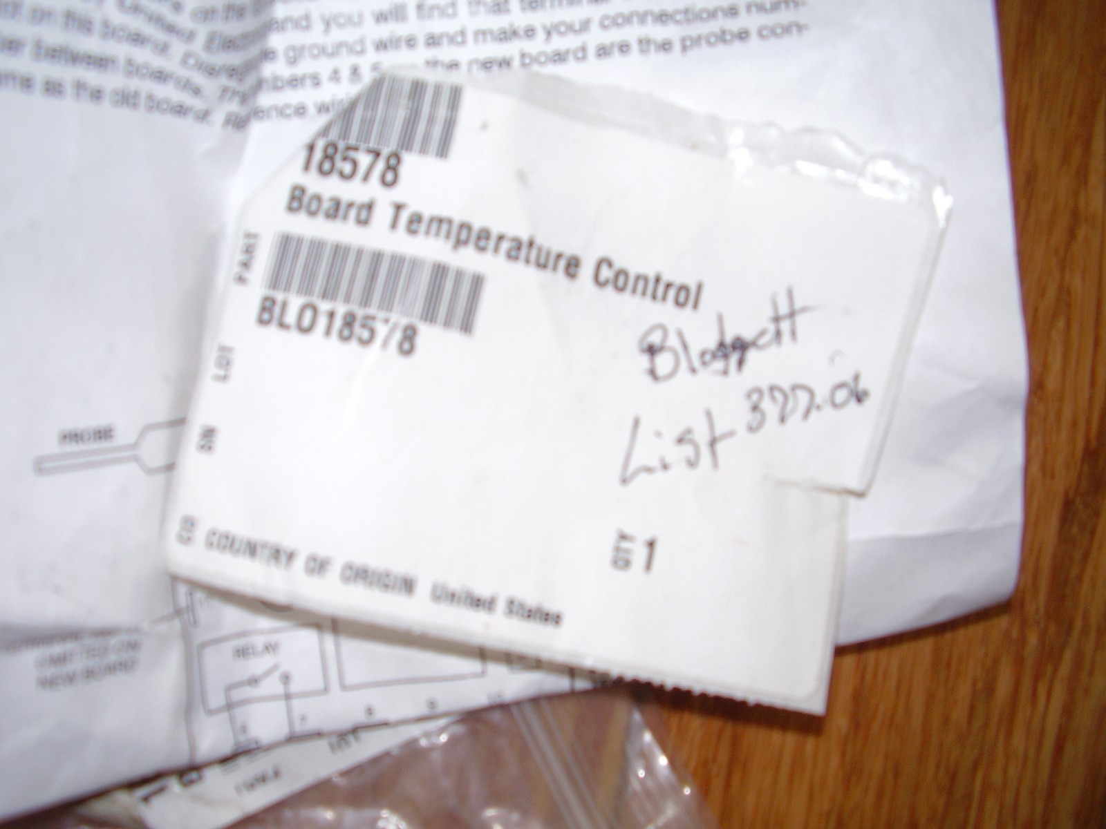 Blodgett 18578 Temperature-Cook