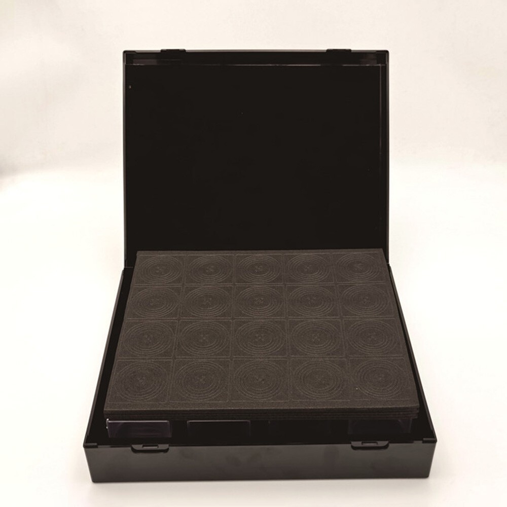 100Pcs Square Clear Coin Capsule Box W/ Inner Pads Collection Case Container