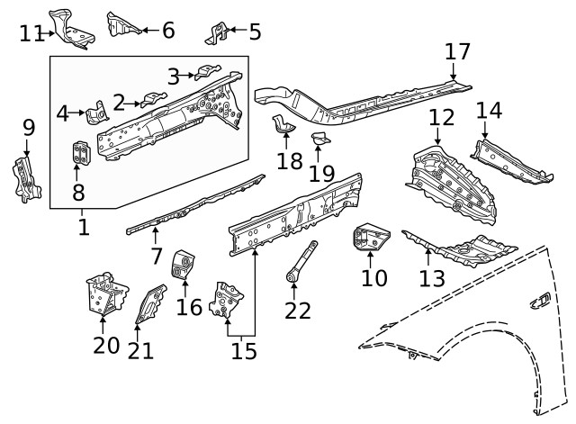 Genuine GM Driver Side Front Compartment Outer Side Rail 84296384