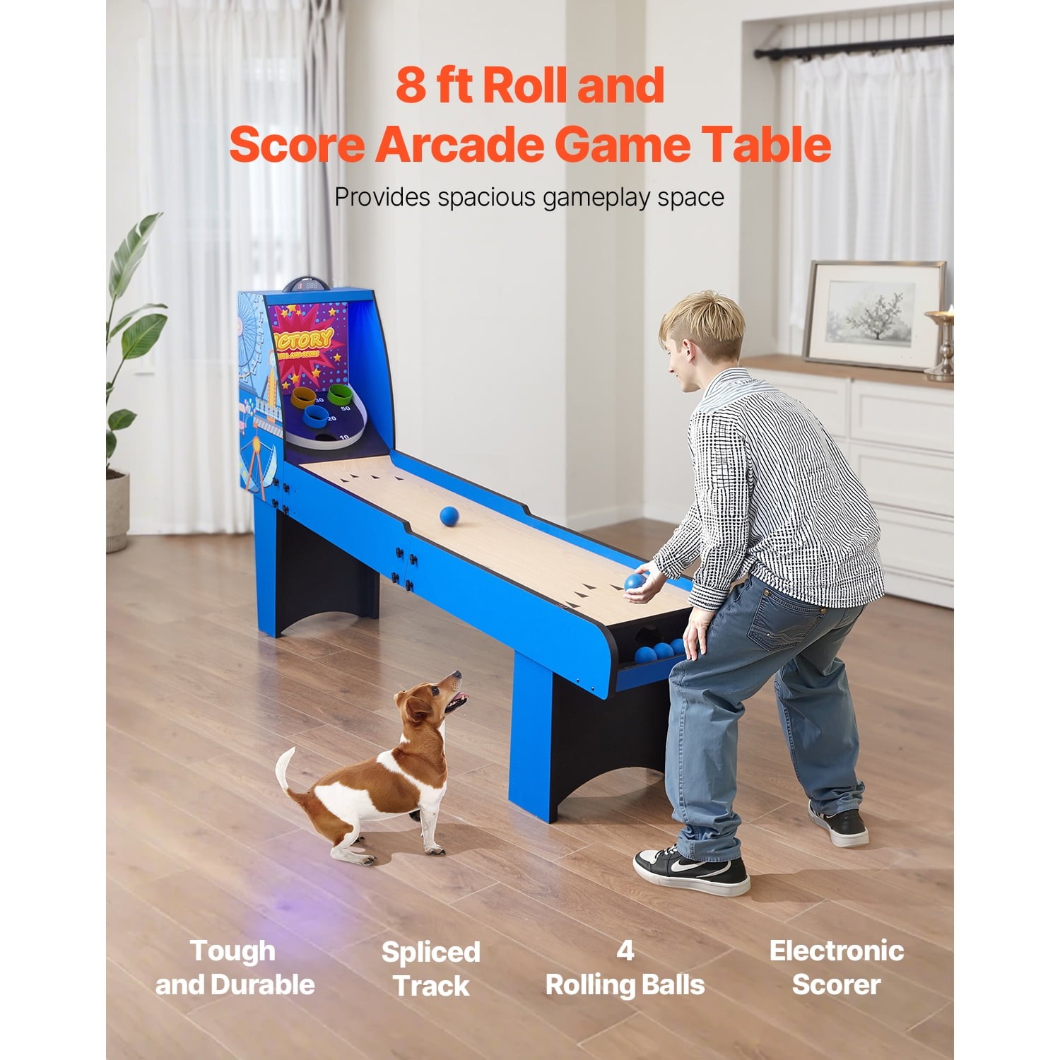 8' Scoring Rolling Traditional Arcade Game Table Indoor Arcade Scorekeeper