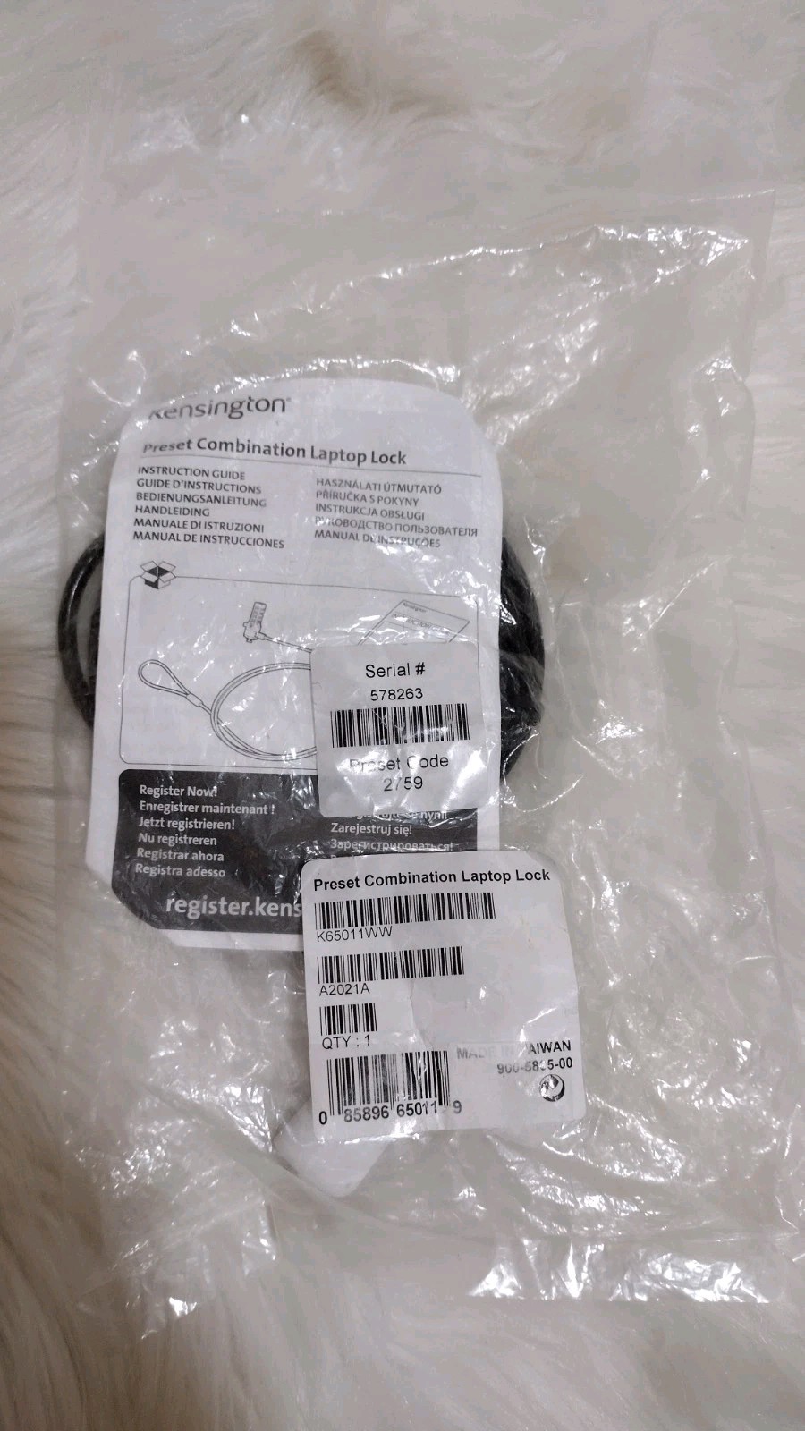 BRAND NEW Kensington Preset Combination Laptop Lock