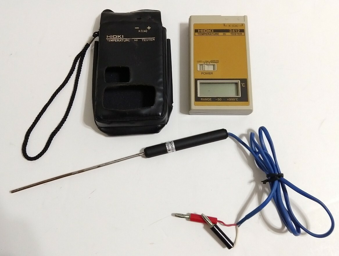 Hioki 3412 Temperature HiTester Thermometer Celsius w/ Probe & Soft Case TESTED