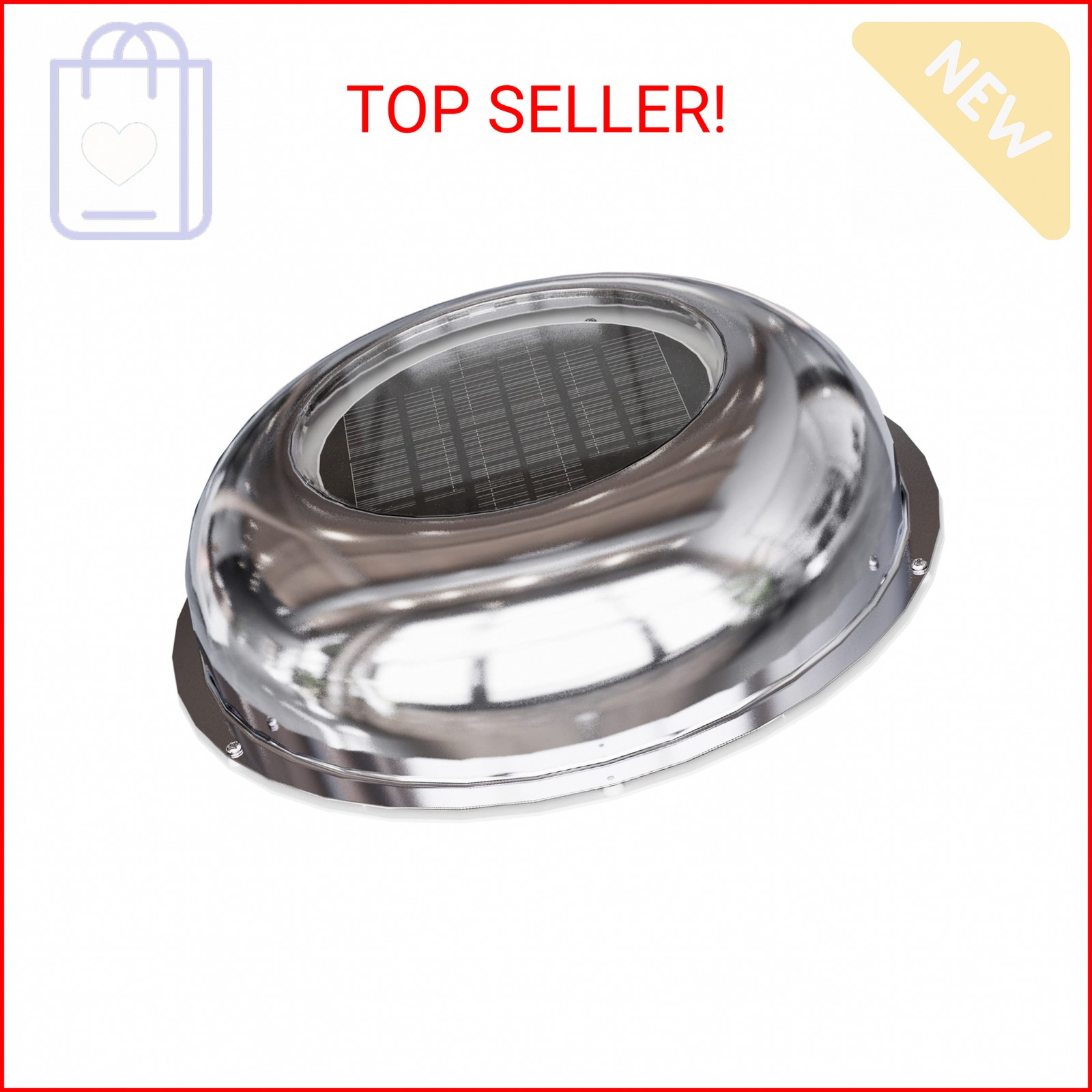 ECO-WORTHY Solar Powered Attic Fan Solar Venting Stainless Steel Solar Roof Fan