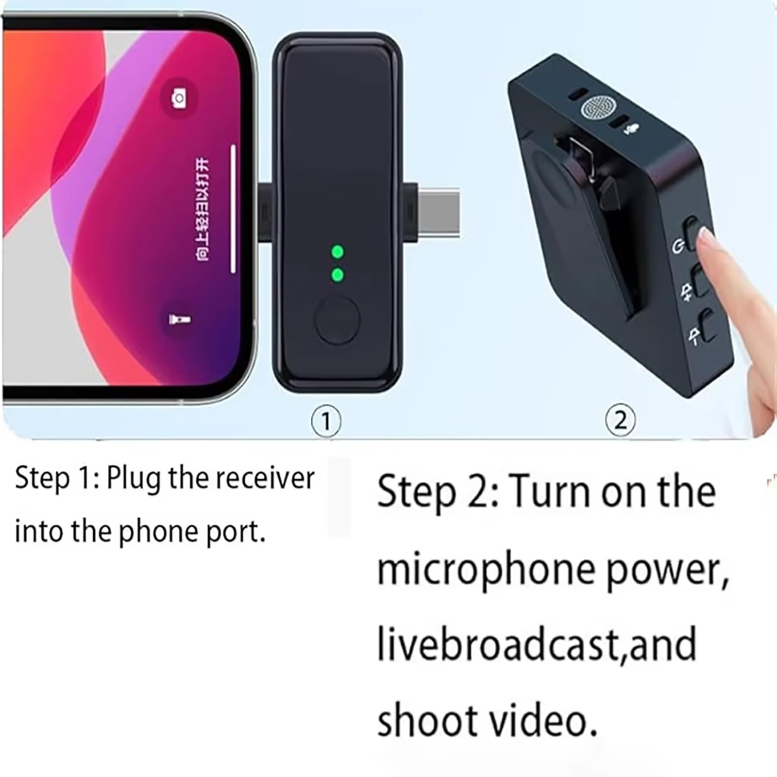 3-in-1 Mini Wireless Lavalier Microphone for iPhone, Android & Camera - Ideal...