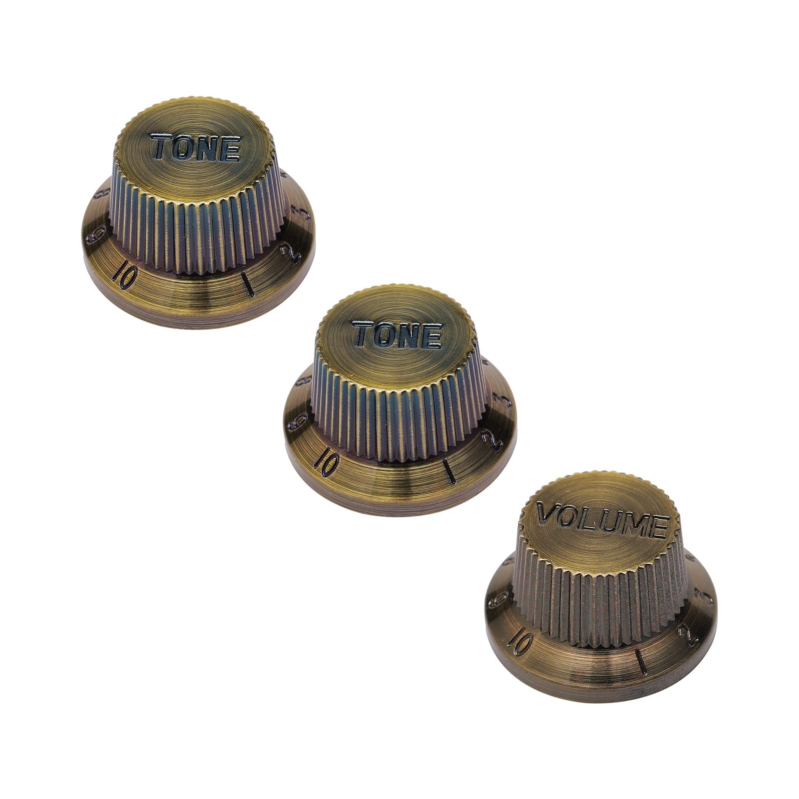 Unxuey 3PCS Bronze Color 2T1V Guitar Bass Knobs Volume Tone Knobs for 6mm Sha...