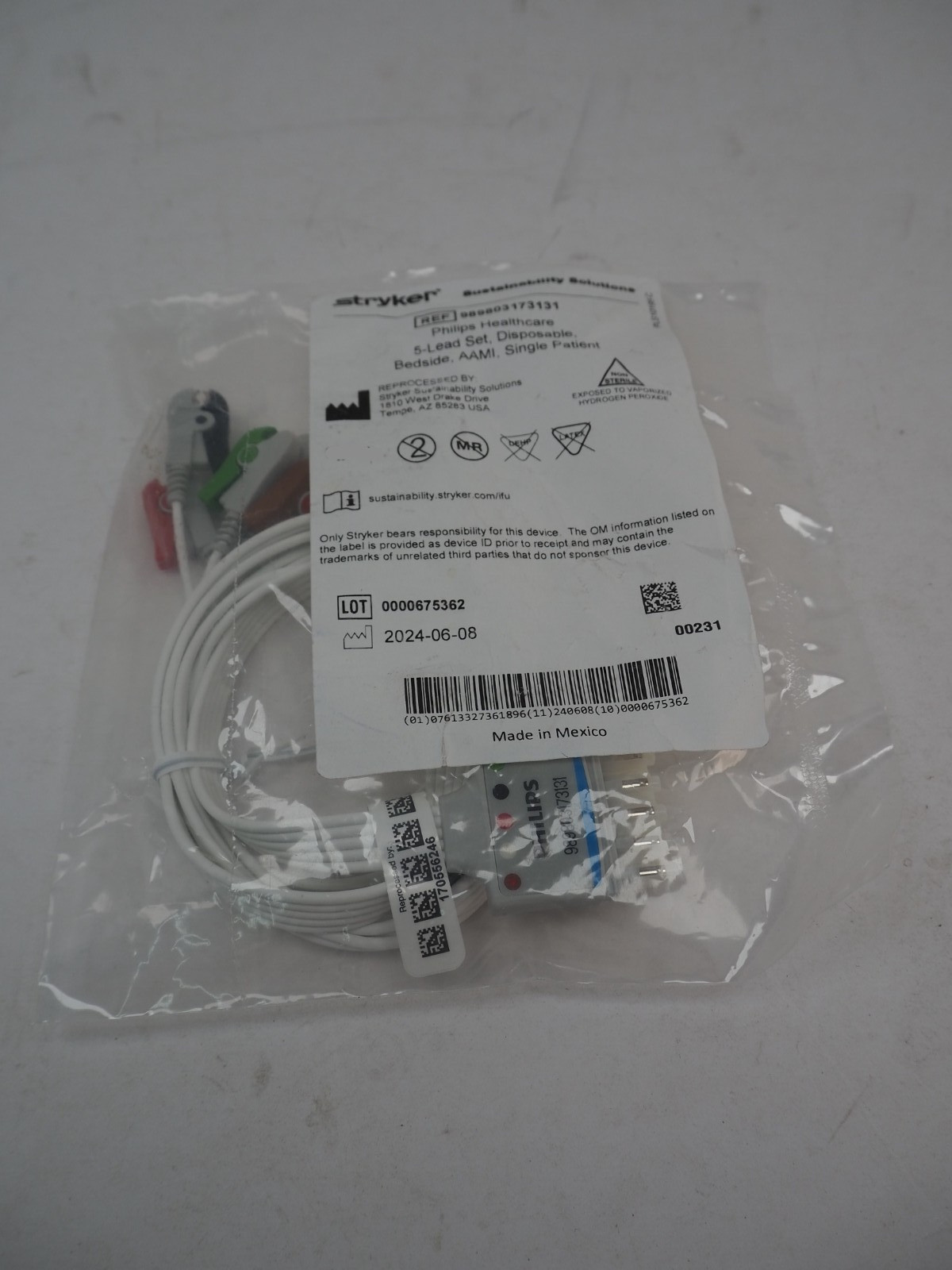 STRYKER ECG SUSTAINABLE 989803173131   5-LEAD CABLE for LIFEPAK 11 12 NEW in Bag