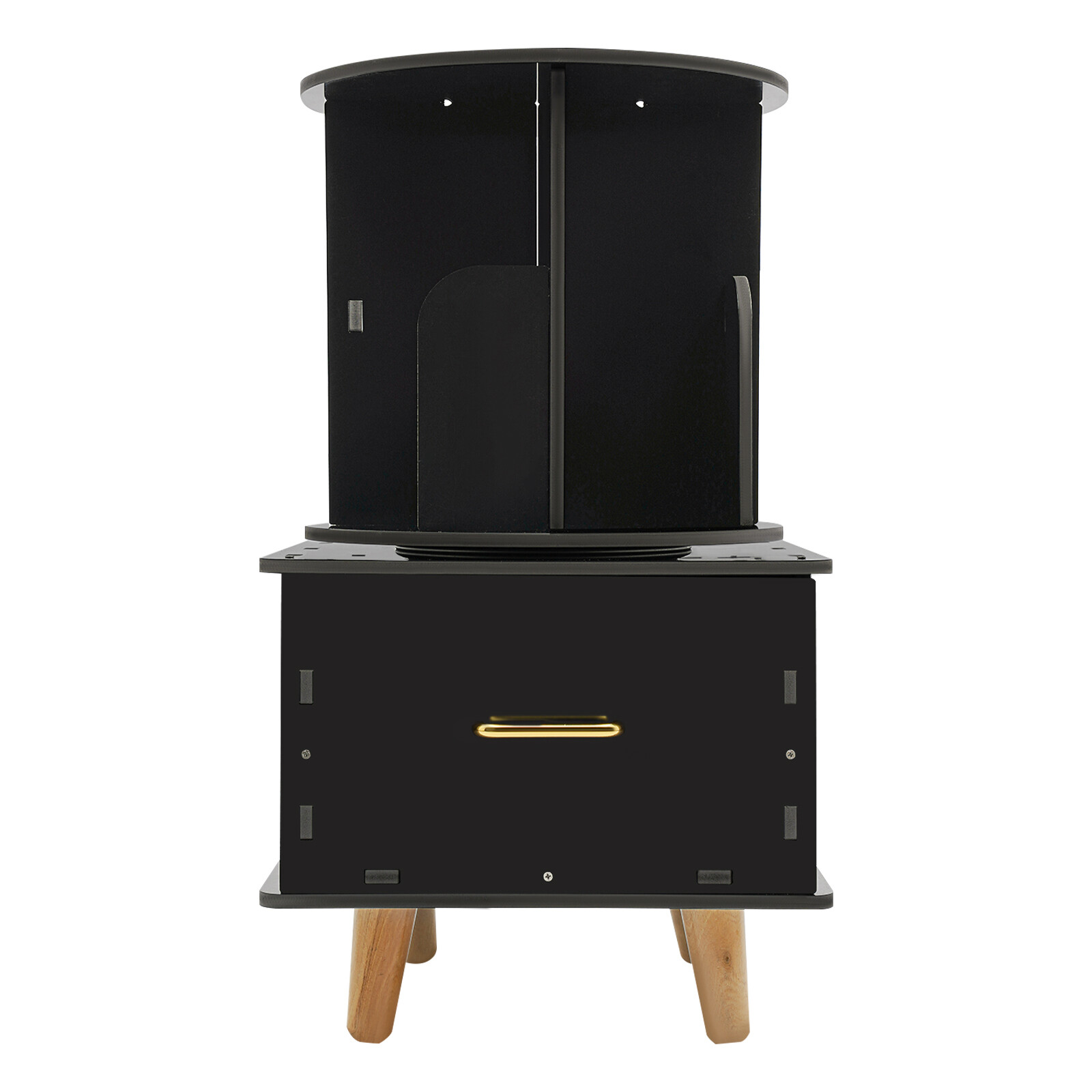 Modern Bedside Table with Drawer Corner High End Table Black Rotating Bookshelf