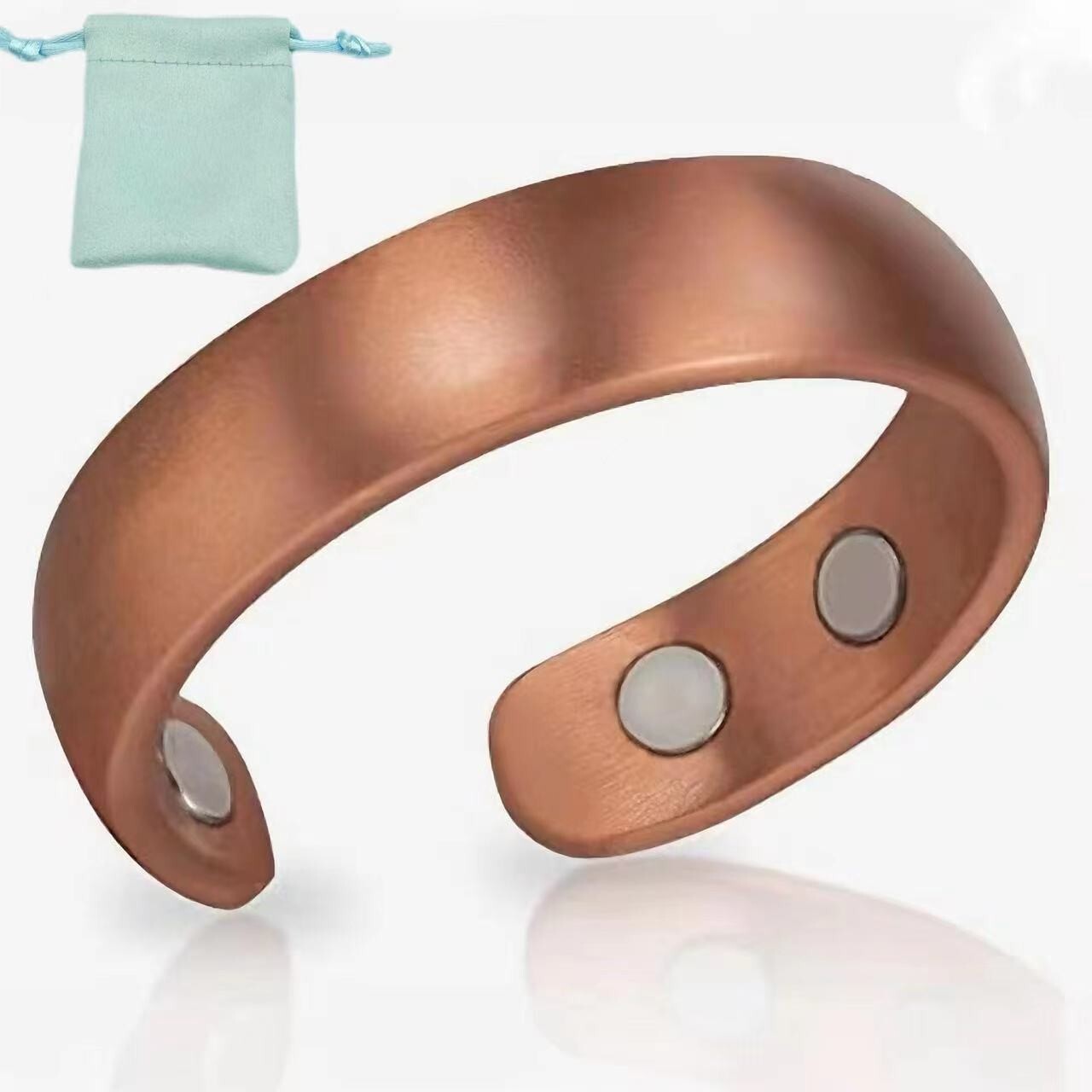 2pcs Copper Ring 99.99% Copper Magnetic Ring 4pcs Magnets Adjustable Lovers Ring