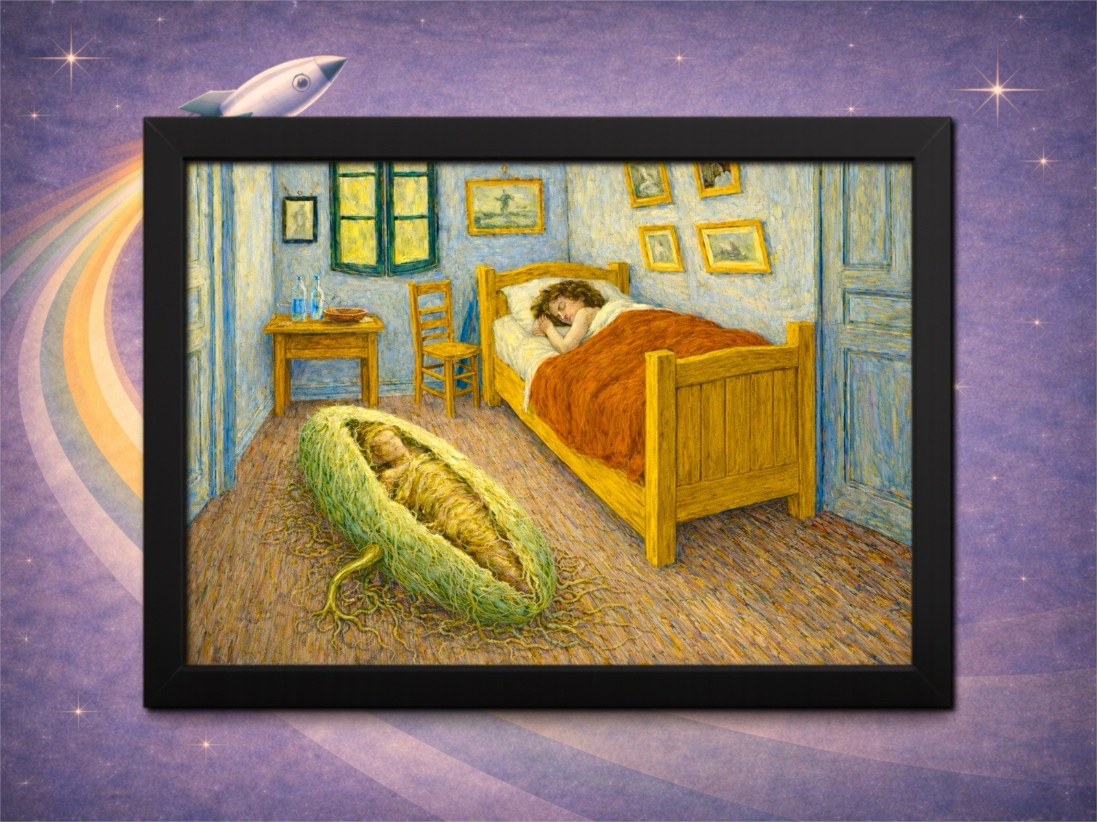 Framed The Pod Beside the Bed at Arles Sci-Fi Horror Art Print