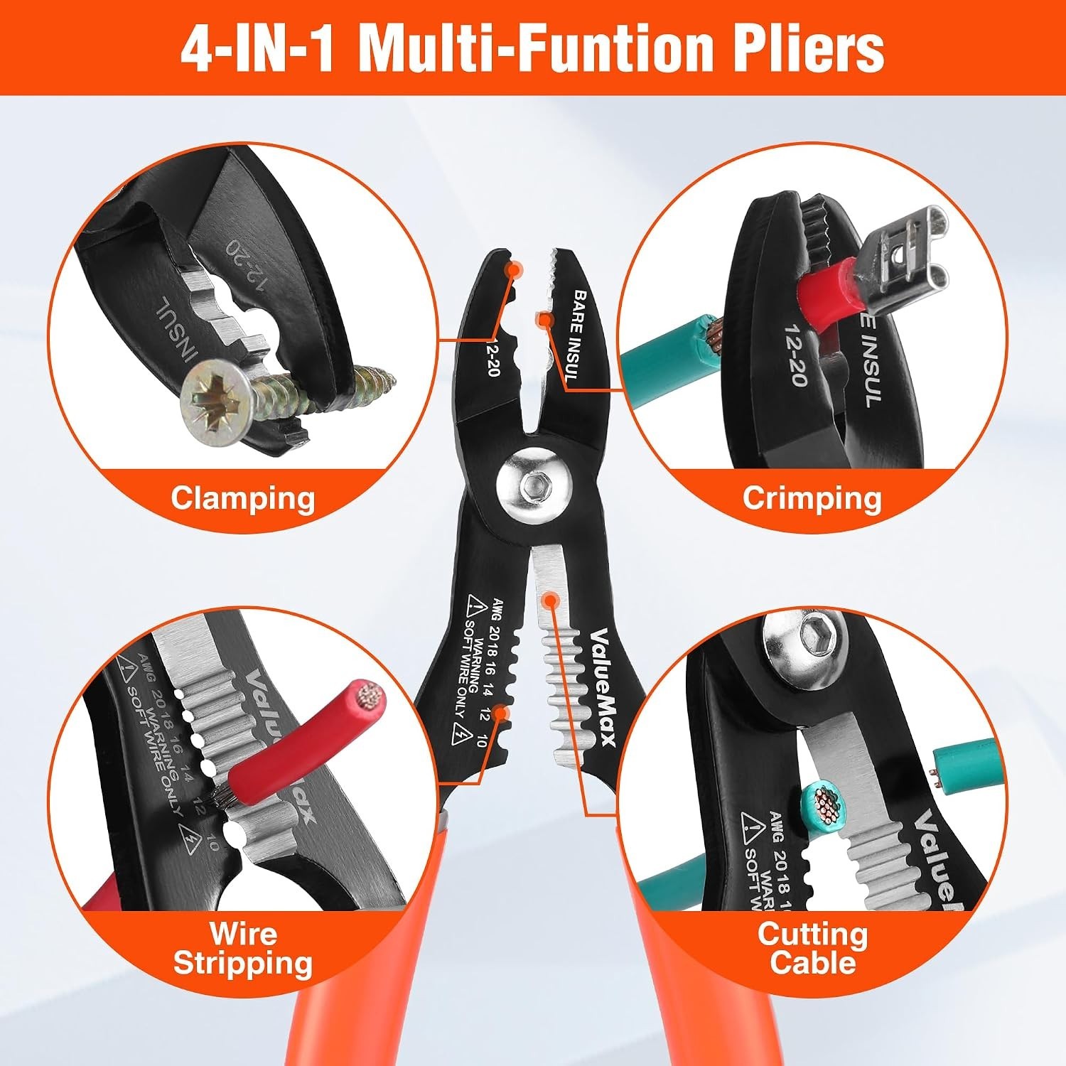 4-in-1 Wire Stripper Tool, Wire Stripper, Wire Crimper, Wire Crimping Tool, M...