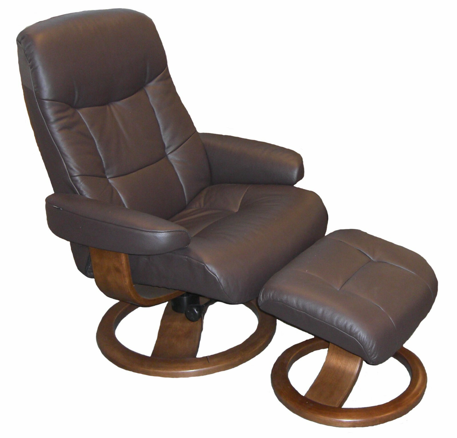 Fjords Muldal Large Recliner Comfort Chair - Havana Leather - Walnut Wood Stain