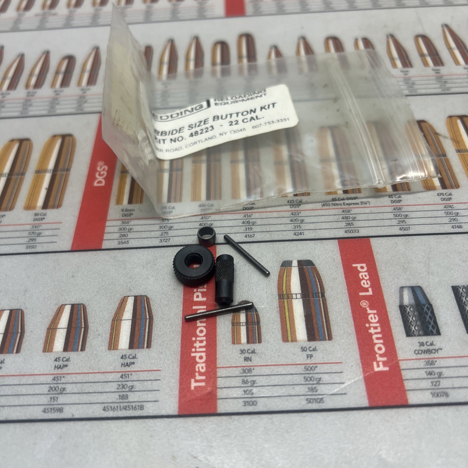 48223 REDDING 22 CAL 5.56 CARBIDE SIZE BUTTON KIT - NOS