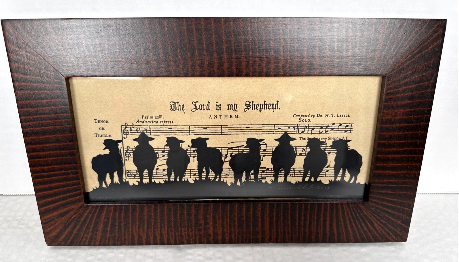 Wendy Wubbels Handcut Sheep Silhouette "The Lord is My Shepherd" Art 11.5"x7"