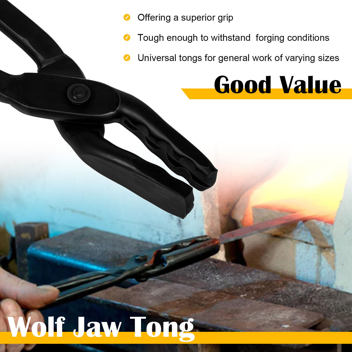 Beginner Blacksmith Wolf Jaw Tongs Bladesmith Knife Making Forge Tongs 15 in