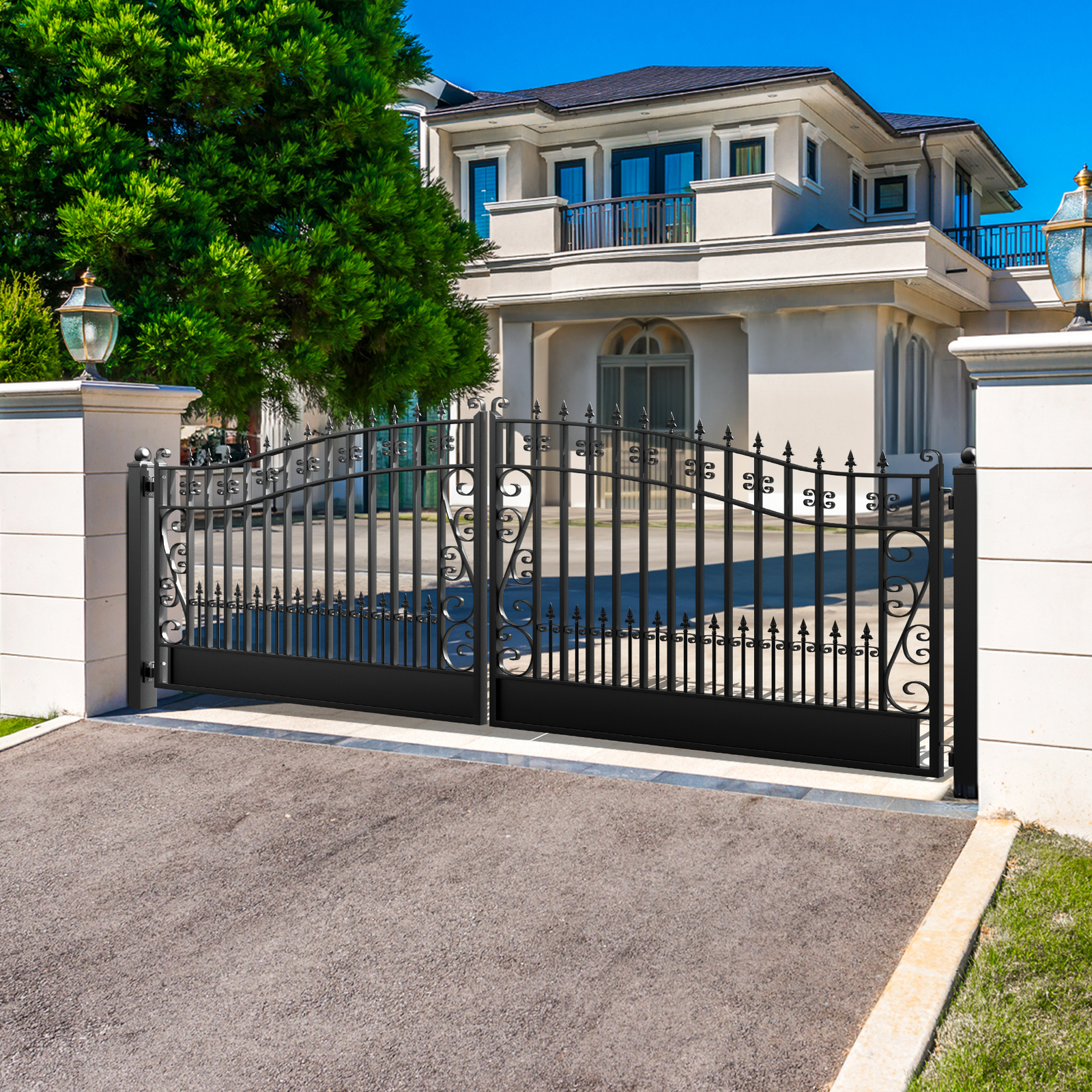 ZUMI 12x6 ft. Dual Swing Gates for Driveway Heavy Duty Iron Gates for Outdoor