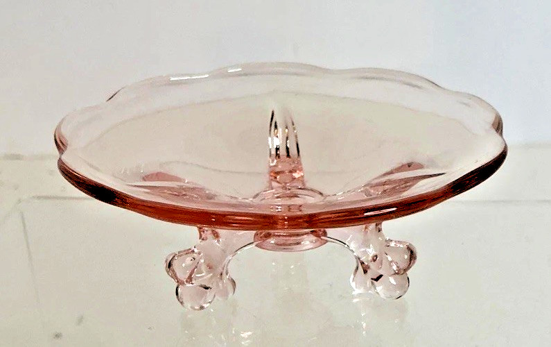 VINTAGE PINK DEPRESSION GLASS FOOTED Trinket DISH
