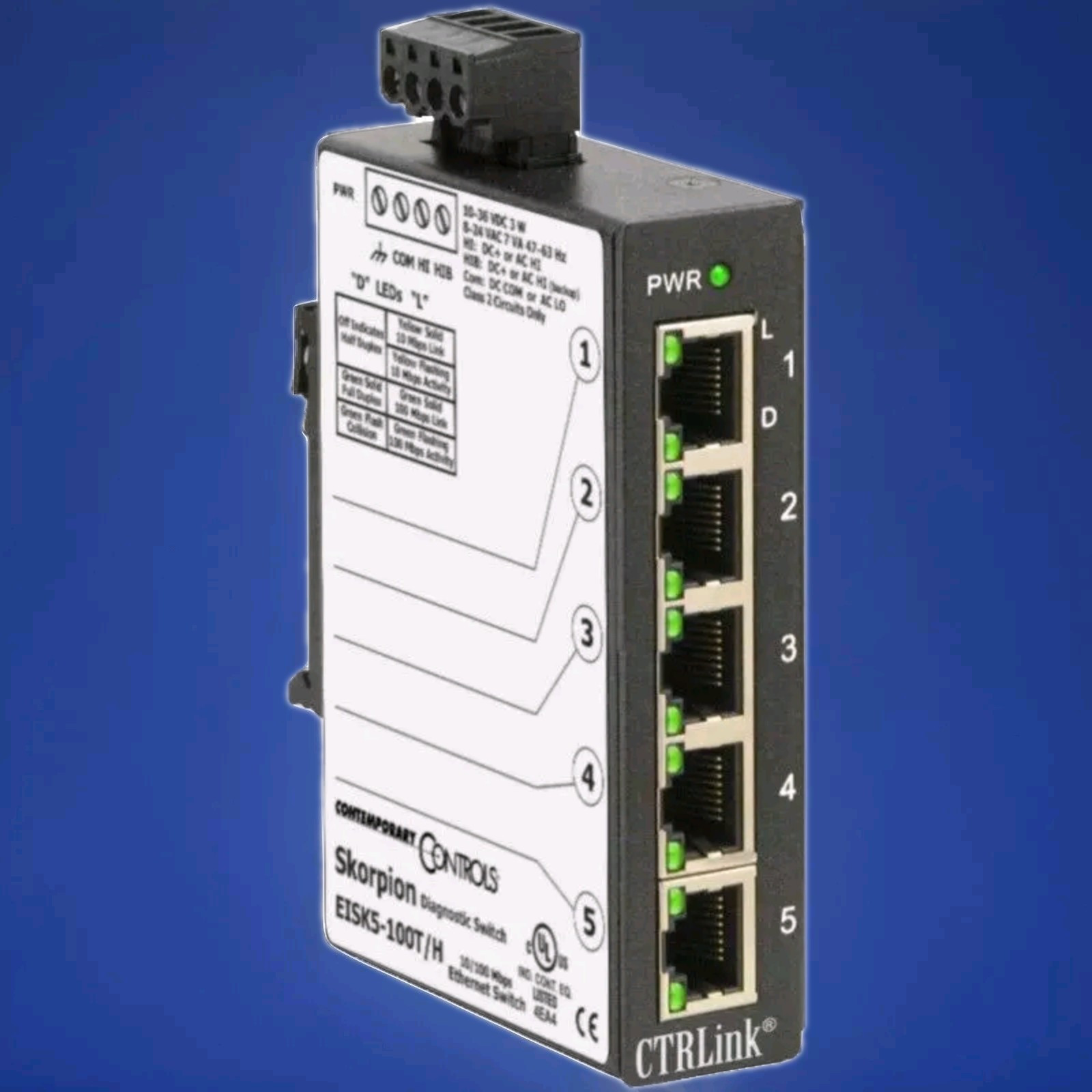 Contemporary Controls Scorpion 5 EISK5-100T Ethernet Switch. SHIPS SAME DAY!