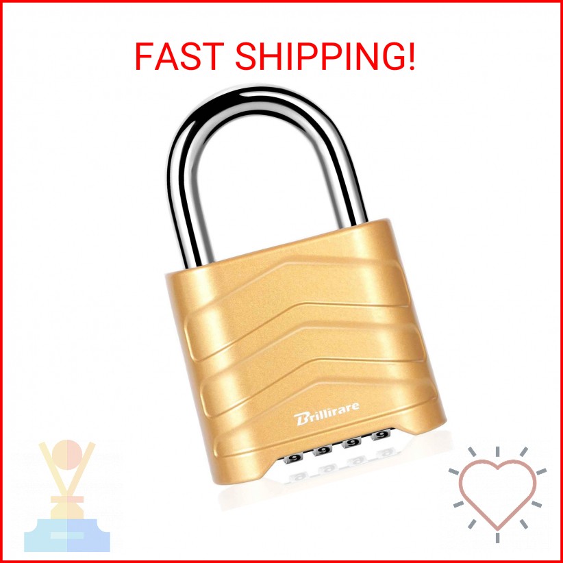 Combination Lock, 4 Digit Heavy Duty Padlock Metal Outdoor, Weatherproof Alloy L