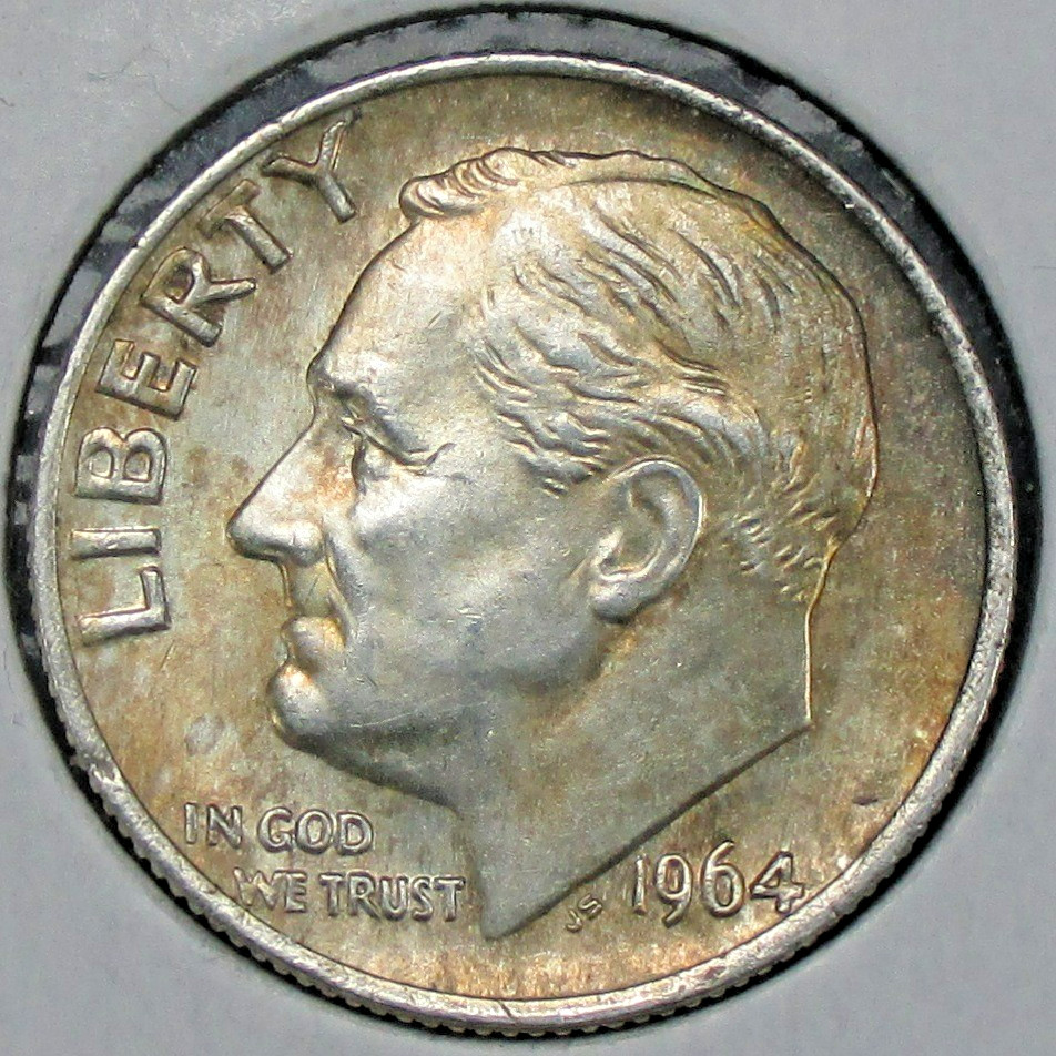 1964 Roosevelt Silver Dime - Toner