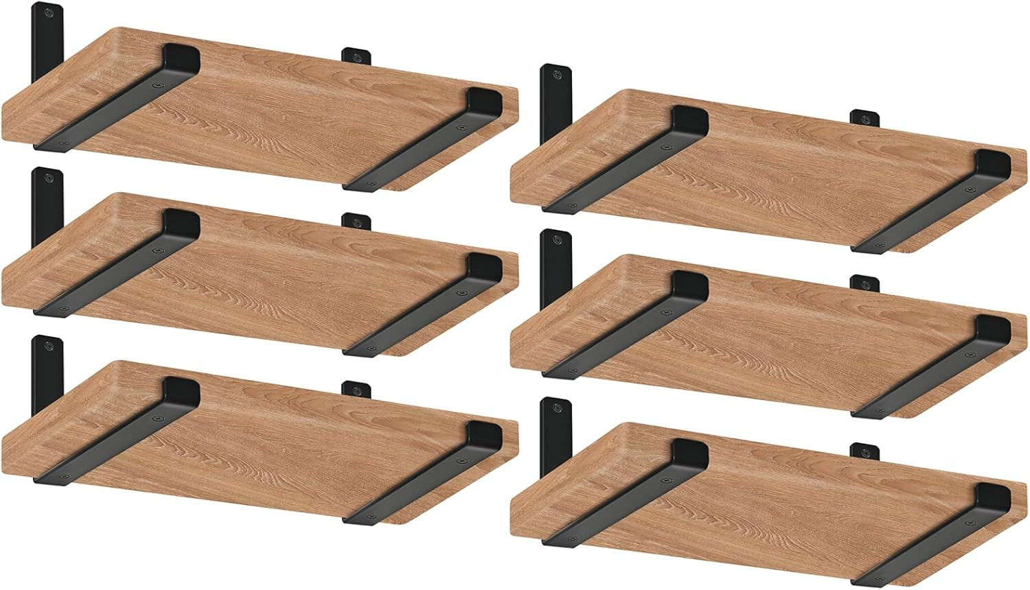 12 Pack - 11.25" L X 6" H X 1.5" W J Lip Shelf Brackets Rustic Farmhouse Iron Wa