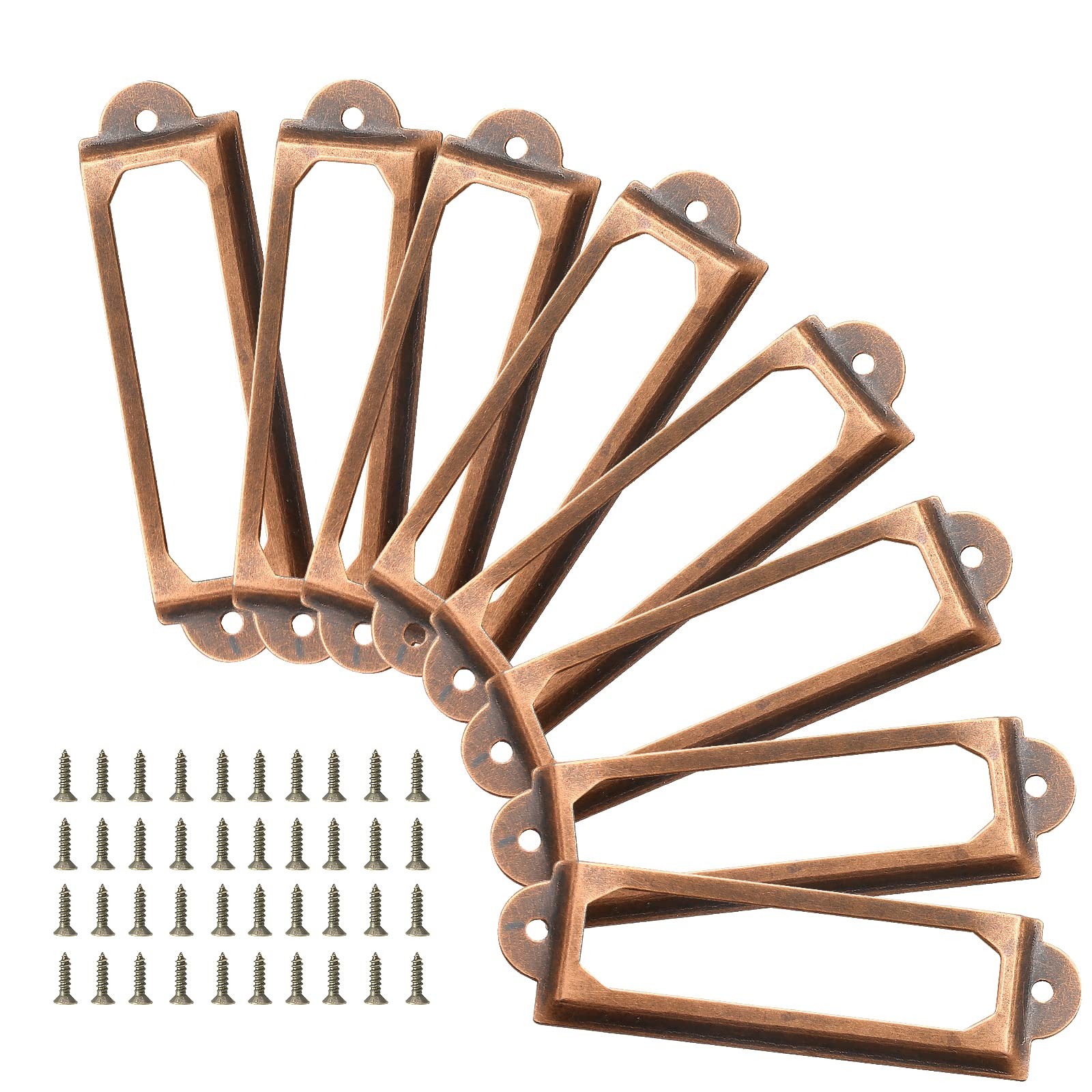 40Pcs Antique Label Holder 60mm x 17mm Metal Name Card Frame