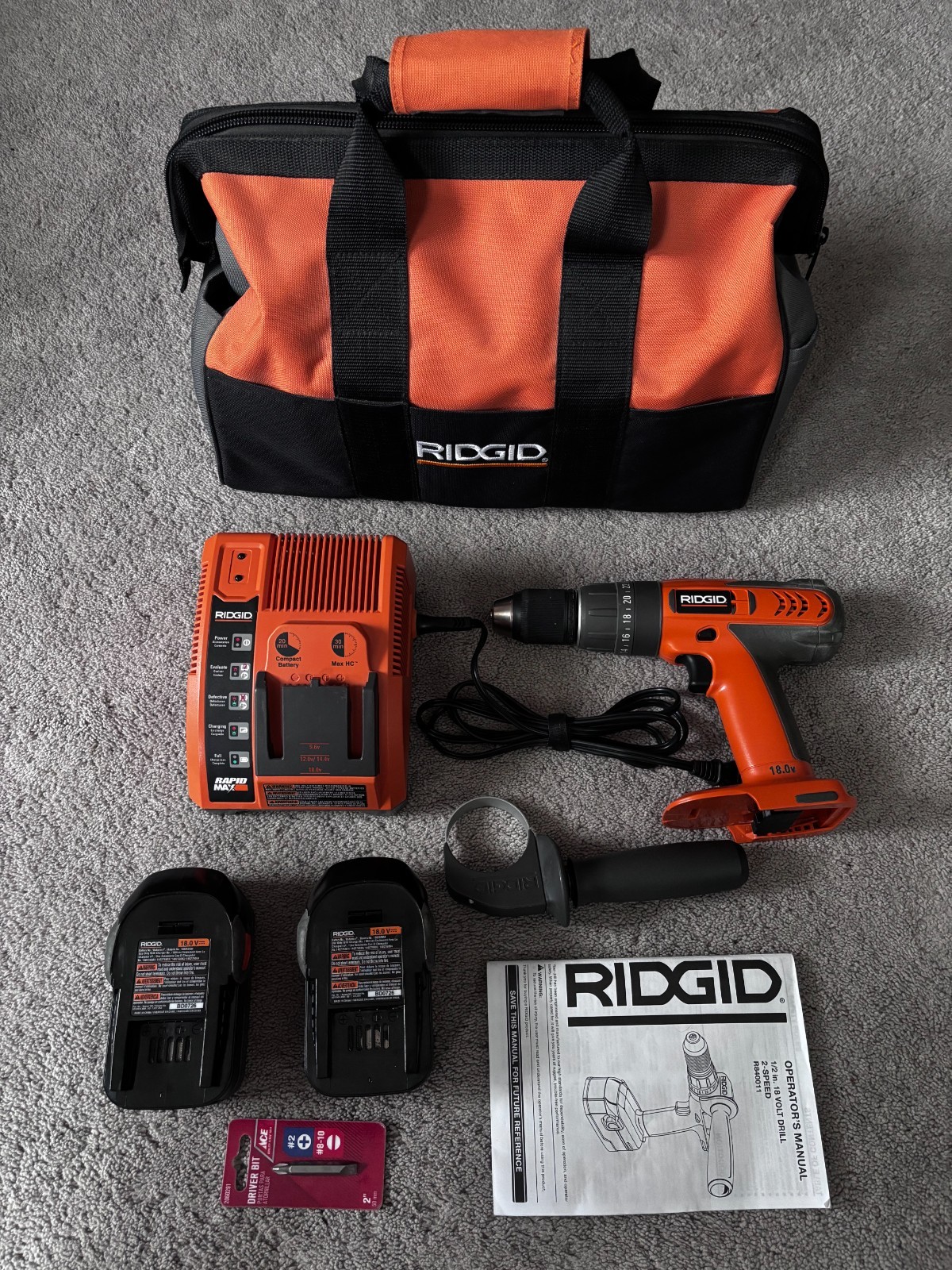 Ridgid R840011 18V 1/2" Cordless Drill/Driver. Mint Condition.