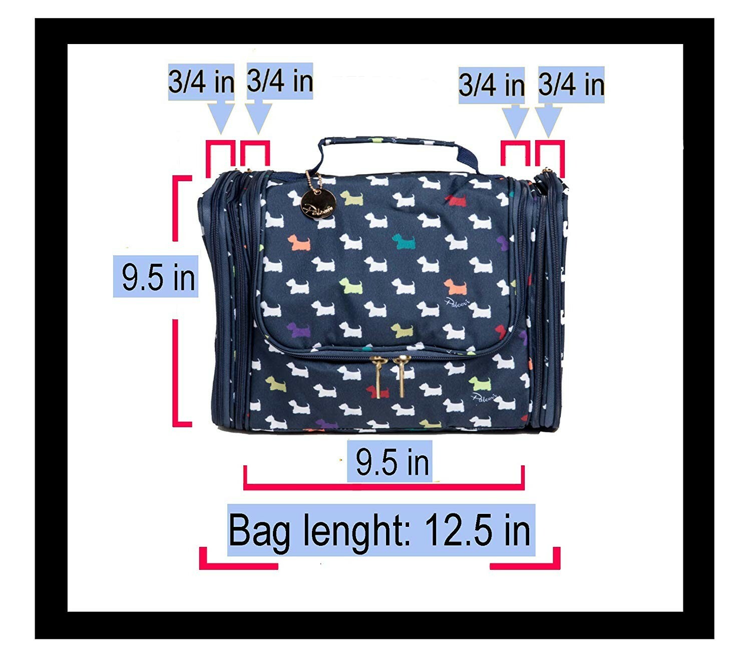 Large Hanging Organizing Bag with Compartments - Pattern: Doggies - by Palcovi